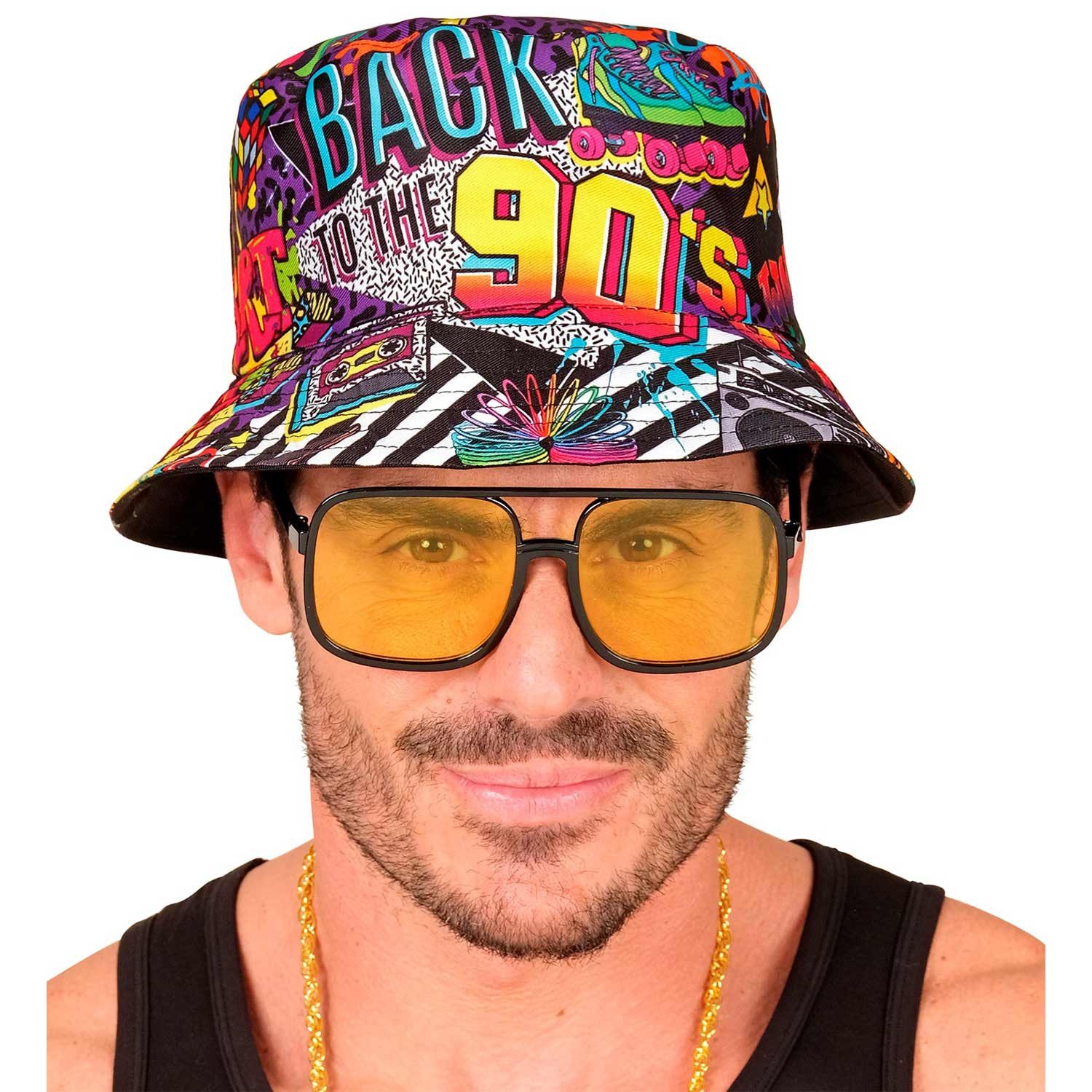 Widmann S.r.l. Kostüm 90er Jahre HIP HOP Anglerhut 90*s, Schwarz Bunt