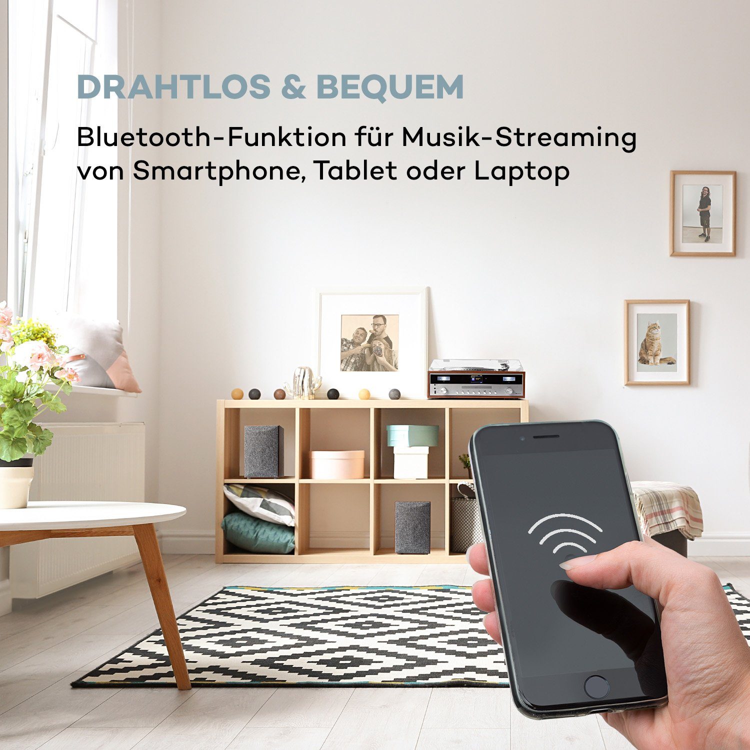 Auna Birmingham Bluetooth-Lautsprecher (Bluetooth, WLAN, Bedienung komfortable Fernbedienung Armatur) über und