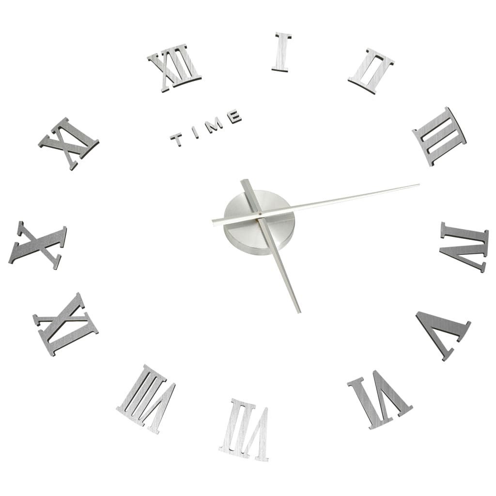 furnicato Uhr Extragroße 3D-Wanduhr Silber 100 cm mit DIY-Größe (Glänzende Zeigeruhr aus EVA mit anpassbarer Größe für das Wohnzimmer) – Bild 3 von 5