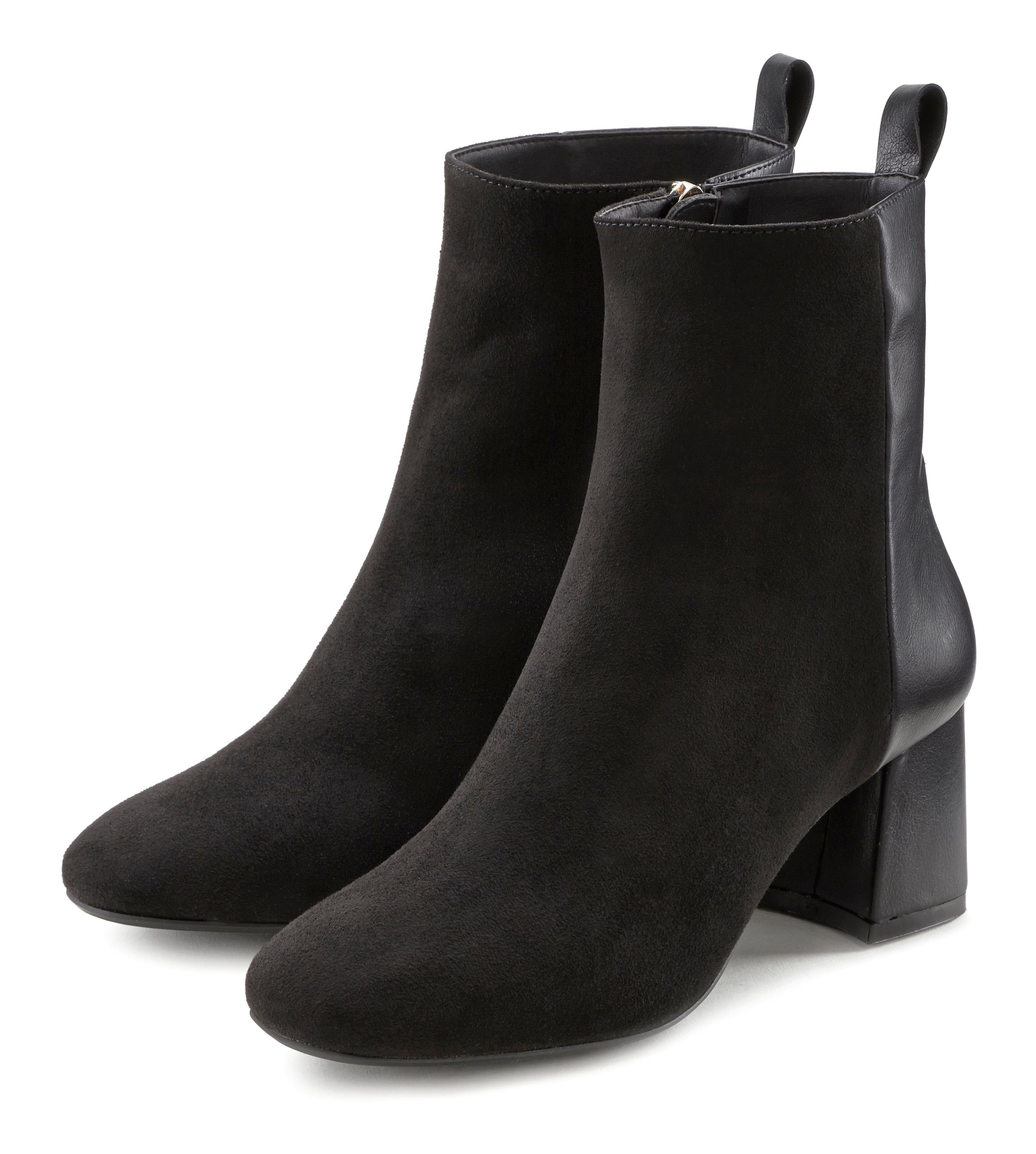 LASCANA Stiefelette, Ankle Boots, kurzer Stiefel, modischer Blockabsatz & Karree  Form