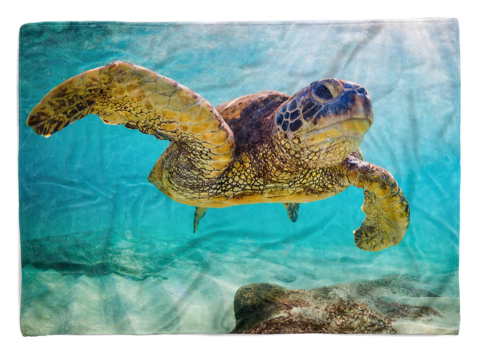 Handtuch Art Baumwolle-Polyester-Mix mit Saunatuch Tiermotiv Seeschildkröte (1-St), Kuscheldecke Strandhandtuch Handtuch Handtücher Sinus unt,