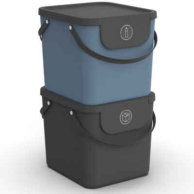 ROTHO Mülltrennsystem Albula 2er-Set Mülltrennungssystem 40l für die Küche, Kunststoff (PP) BPA-frei, Aus rezykliertem Kunststoff