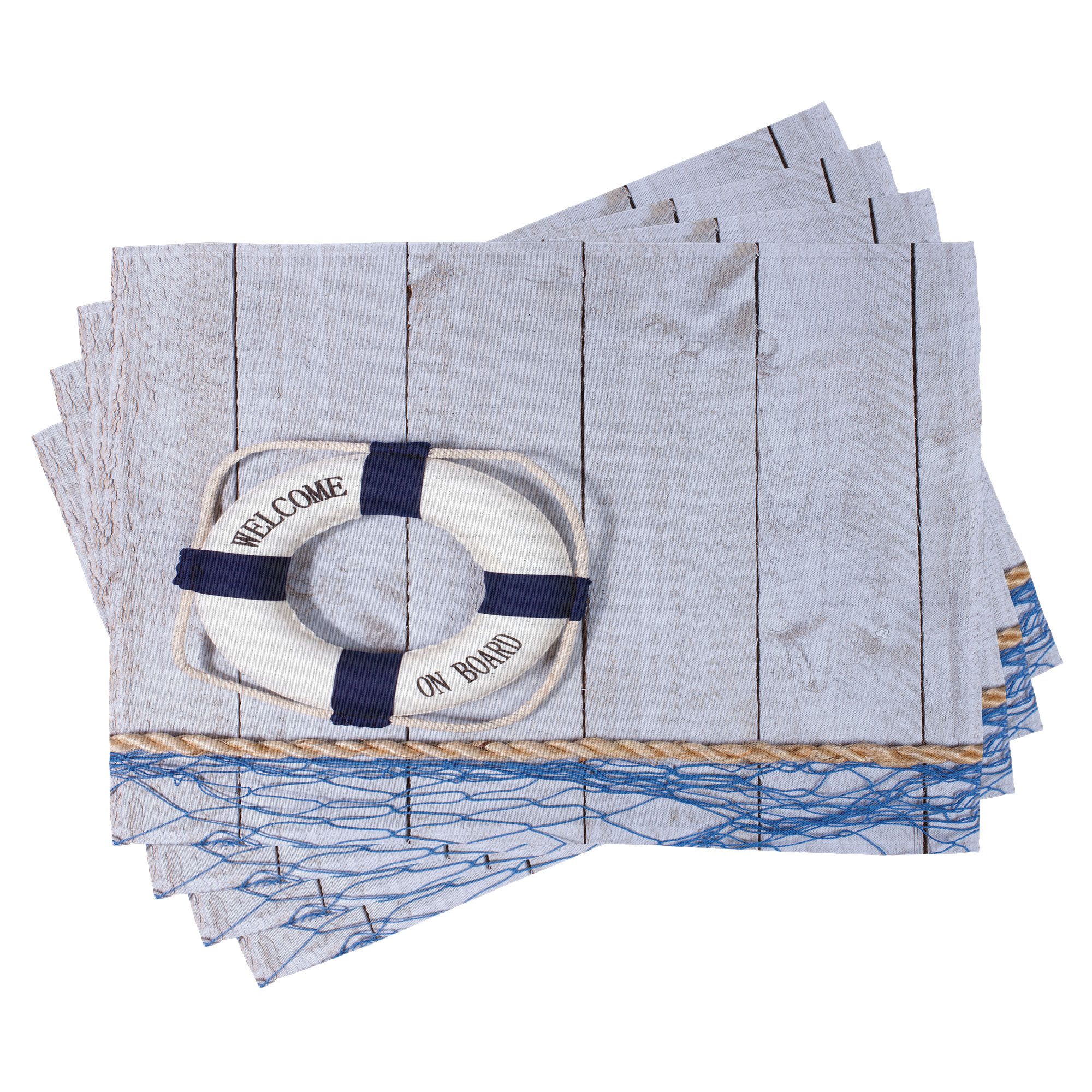 Abakuhaus Platzset Waschbare Stoff Esszimmer Küche Tischdekorations Digitaldruck, (4-teilig, 4-St., Set aus 4x), Marine Ferien Seaman Ozean