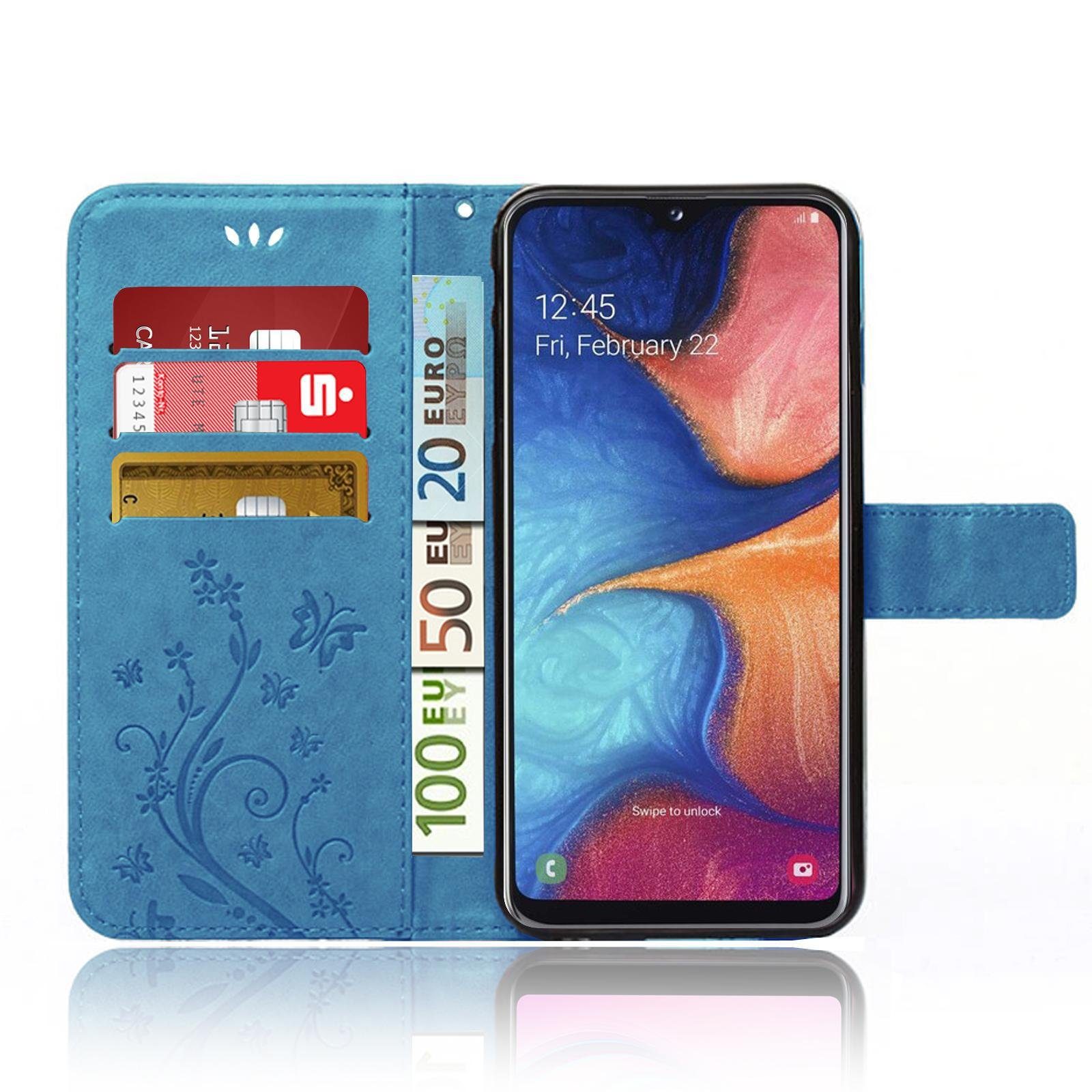 Numerva Handyhülle Bookstyle Flower für Samsung Galaxy A20e, Handy Tasche Schutzhülle Klapphülle Flip Cover mit Blumenmuster