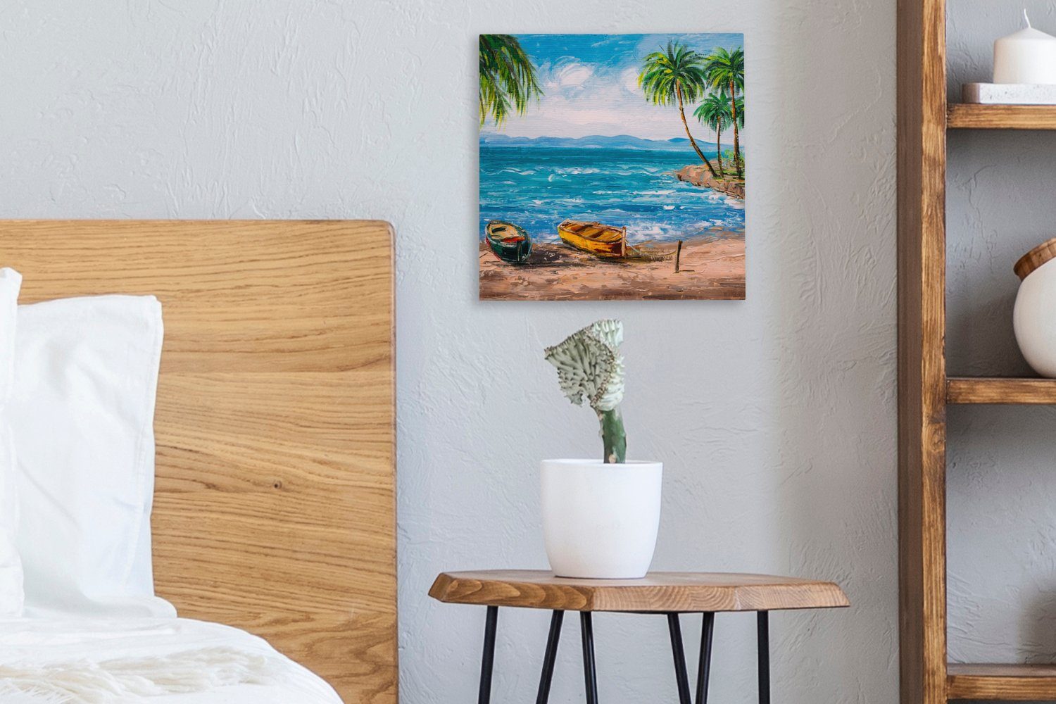 OneMillionCanvasses® - - Boot, Schlafzimmer Öl (1 Strand Leinwand - Bilder für auf Wohnzimmer St), Gemälde Palme - Gemälde Leinwand