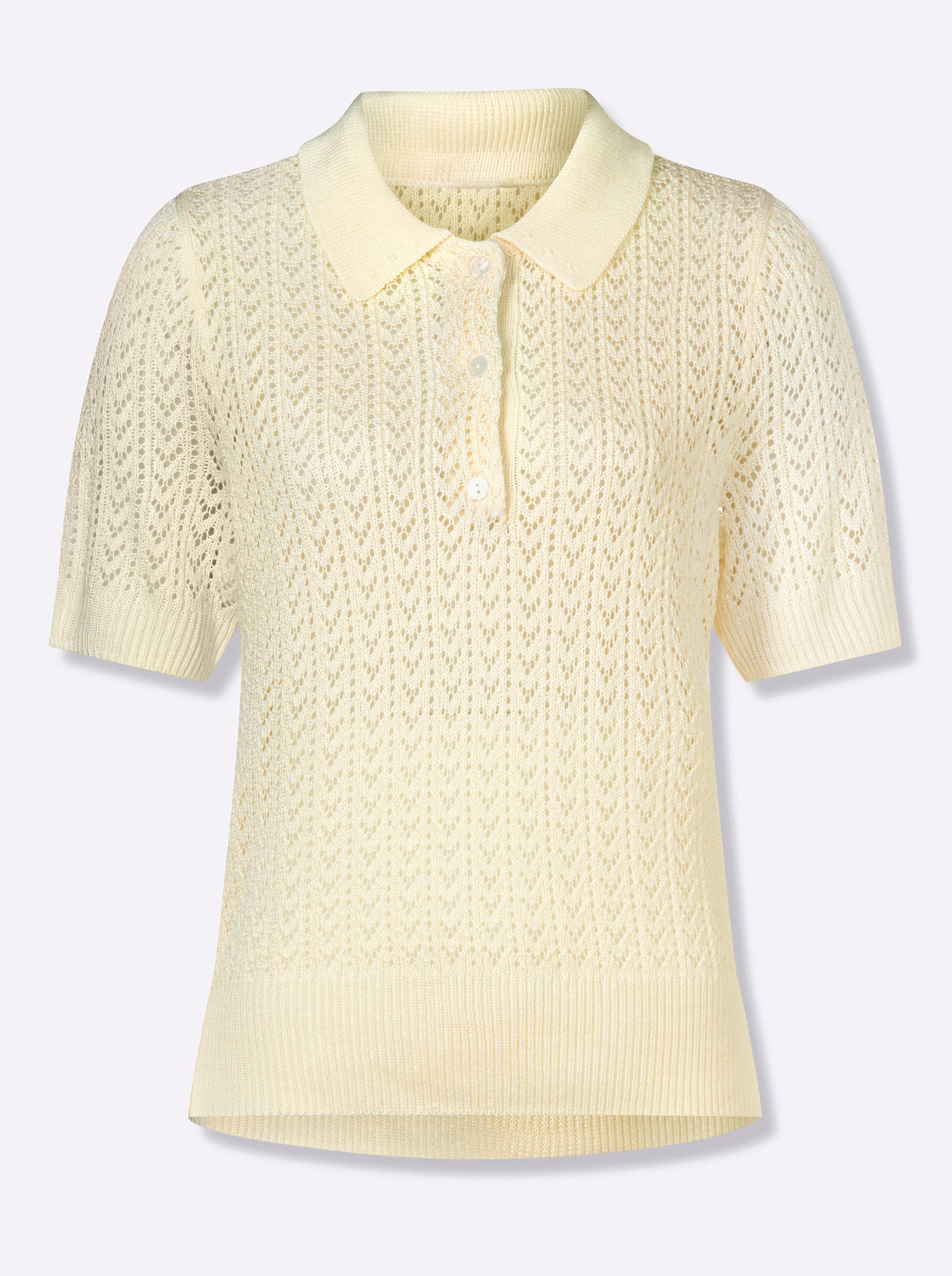 Strickpullover Ajour-Pullover Kurzarm Ajour