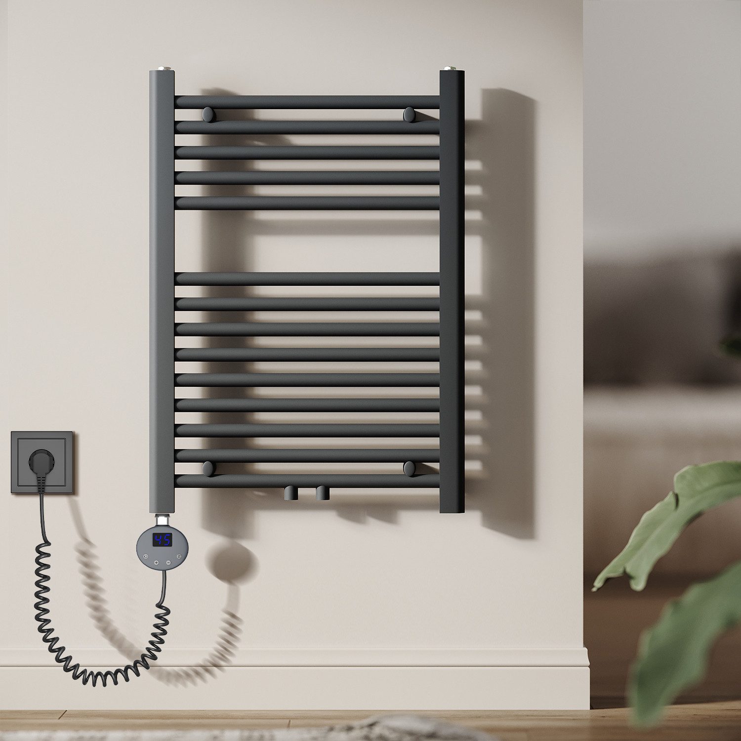 SONNI Elektro-Heizkörper Badheizkörper Handtuchtrockner Handtuchwärmer Anthrazit, Heizkörper badzimmer,SPCC,Handtuchwärmer,Badheizkörper