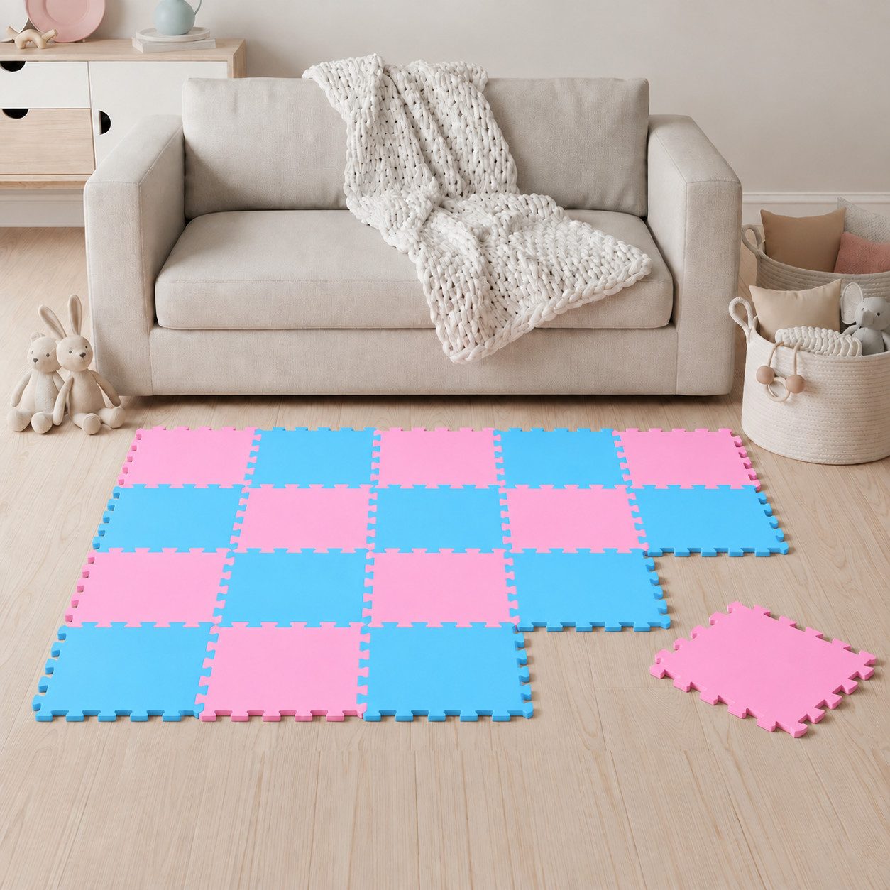 LittleTom Puzzlematte ab dem 1. Tag - 18 Teile Baby Spielmatte - 30 x 30 Kinder Krabbelmatte, (18-tlg), Spielunterlage für Babys und Kleinkinder - Kinderzimmer Puzzleteppich