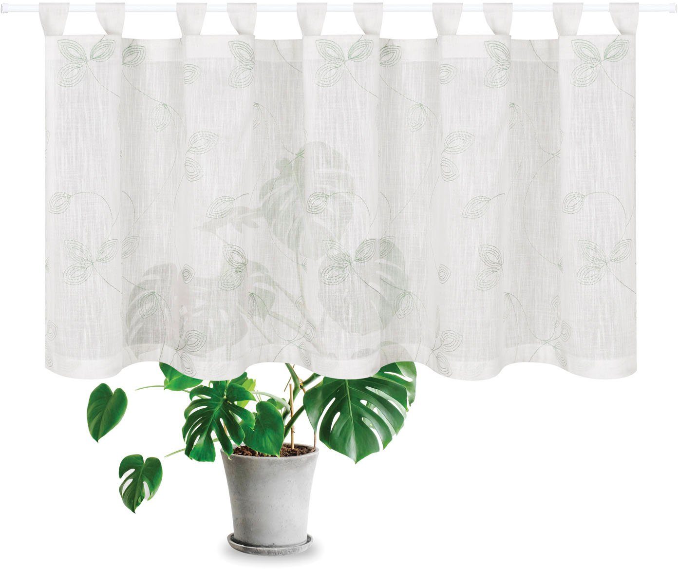 Gerster Scheibengardine Galina (1 St), Schlaufen, halbtransparent, Voile, SB-Schlaufenbistro "Galina" Bio BW