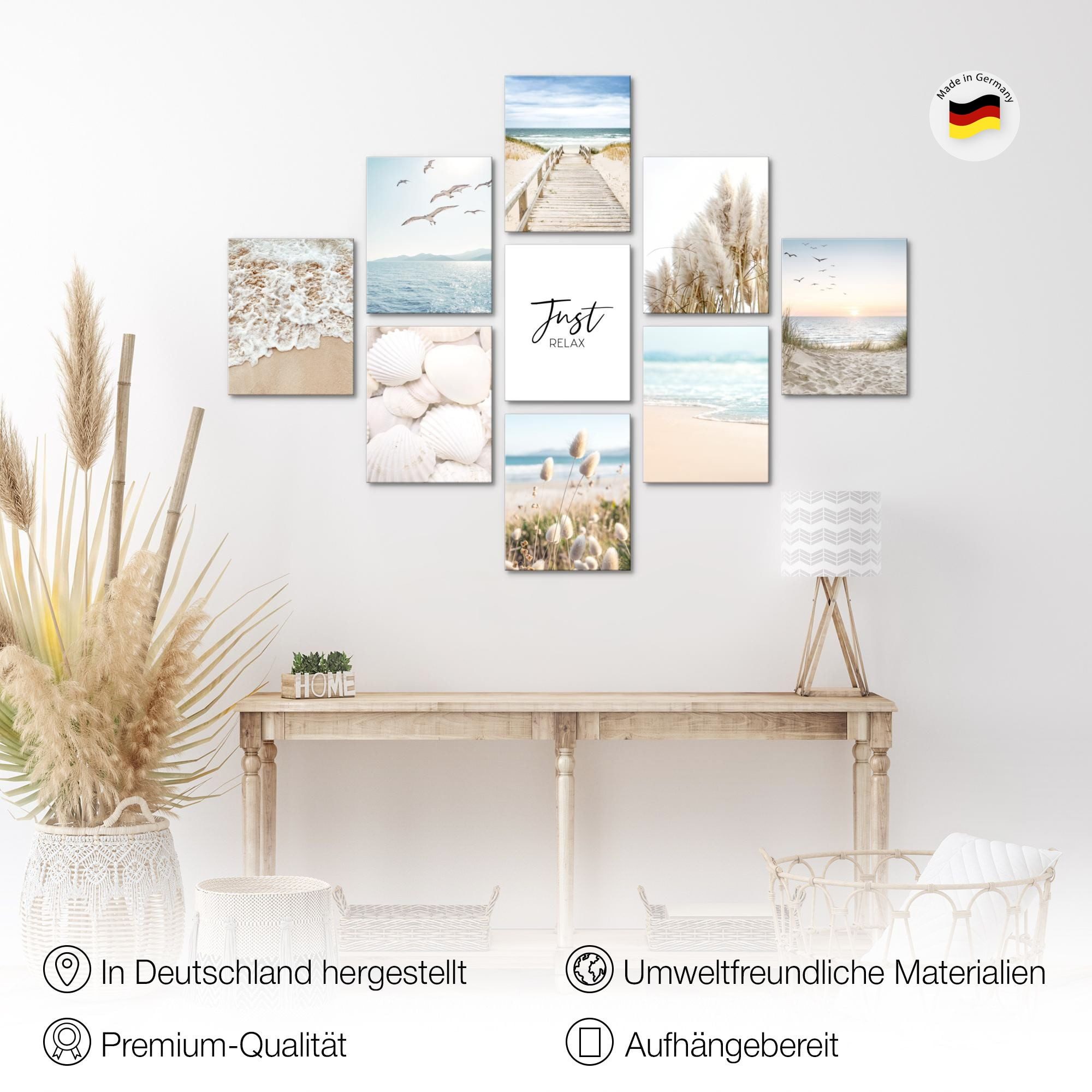Novart Wandbild Natur Landschaft KOMPLETT AUFHÄNGFERTIG See Berge, Strand