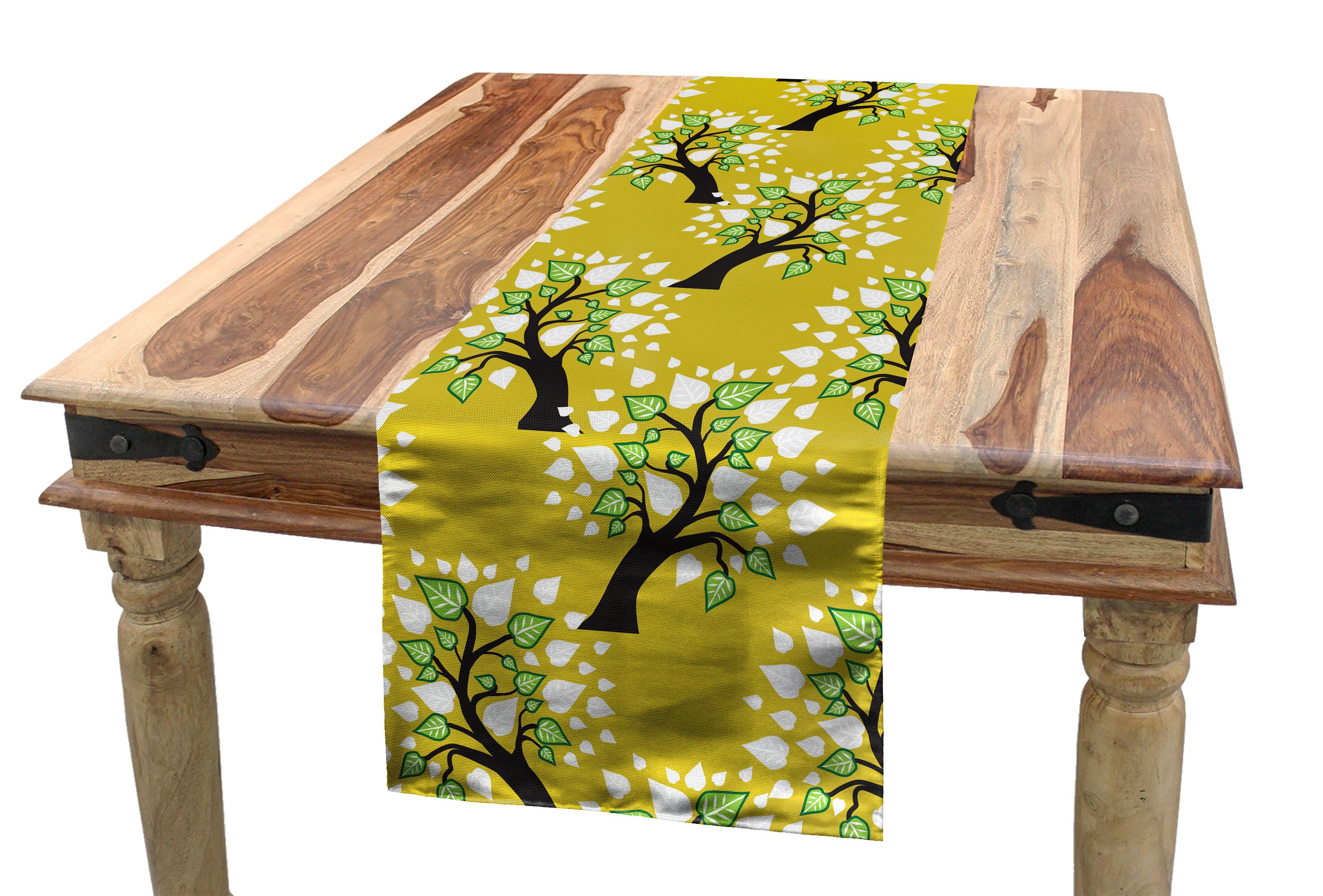 Abakuhaus Tischläufer Esszimmer Küche Rechteckiger Dekorativer Tischläufer, Botanisch Abstrakte Bäume und Blätter