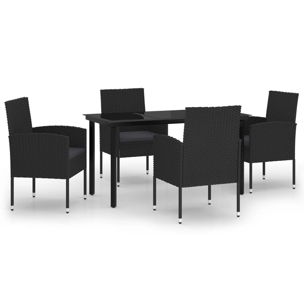 furnicato Garten-Essgruppe 5-tlg. Schwarz, (1-tlg)