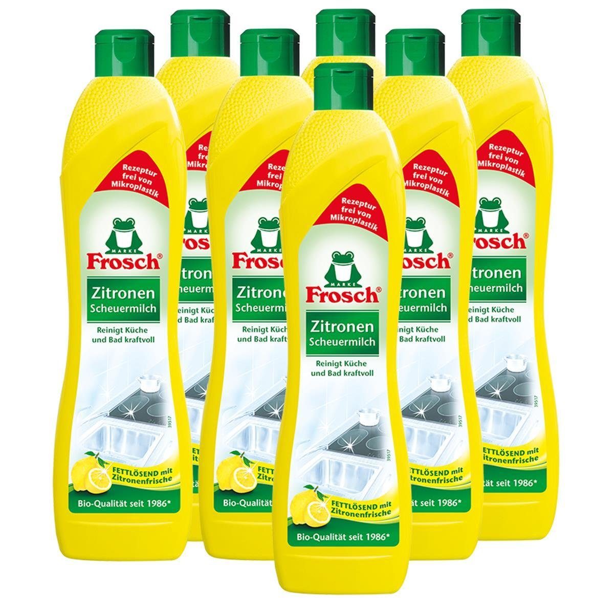 7x Frosch Zitronen Scheuermilch 500 ml - Reinigt Bad und Küche kraftvo Spezialwaschmittel