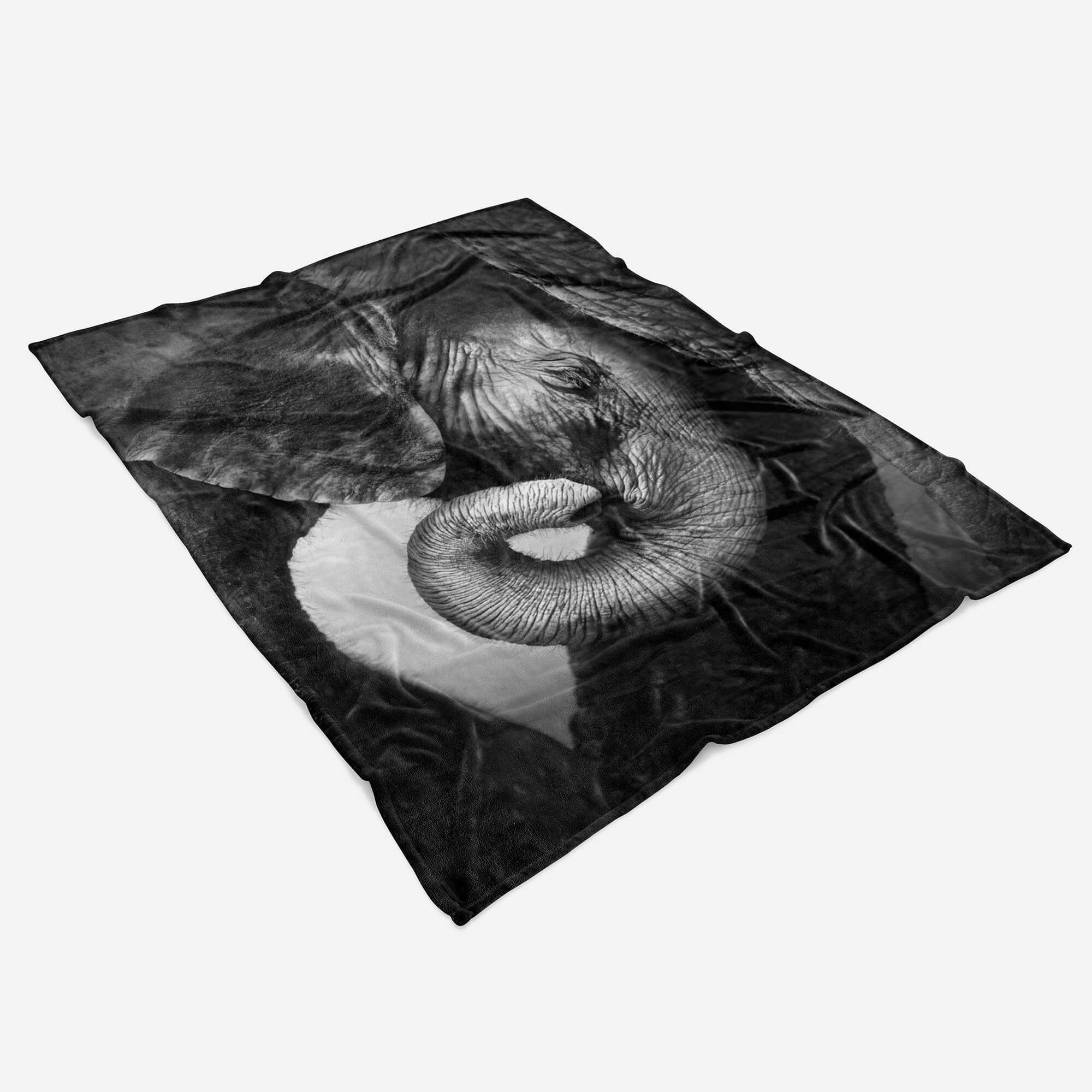Sinus Art Strandhandtuch Saunatuch Baumwolle-Polyester-Mix mit Handtuch (1-St), Handtuch Tiermotiv Elefantenbaby Kuscheldecke klei, Handtücher