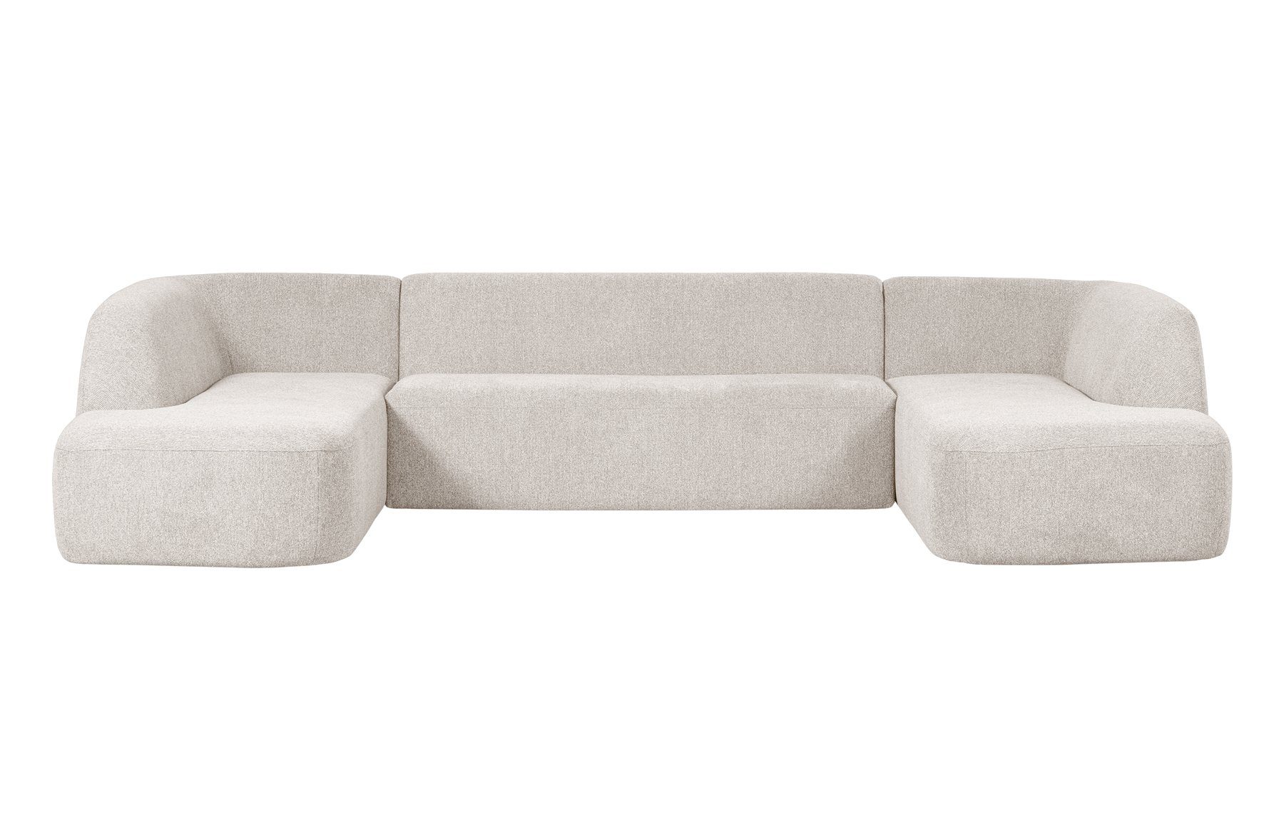 - U-Form - Chenille Sloping BePureHome freistellbar Ecksofa Sofa Weiß,