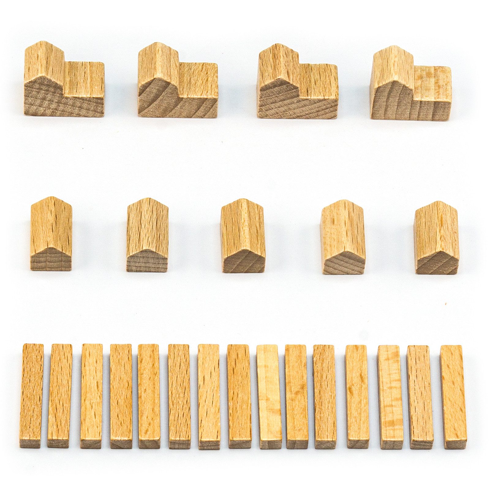 Waldfelsen Spiel – Holz-Figuren Spielfiguren Ersatz passend für Die Siedler von Catan, Spielmaterial, Verschiedene Farben