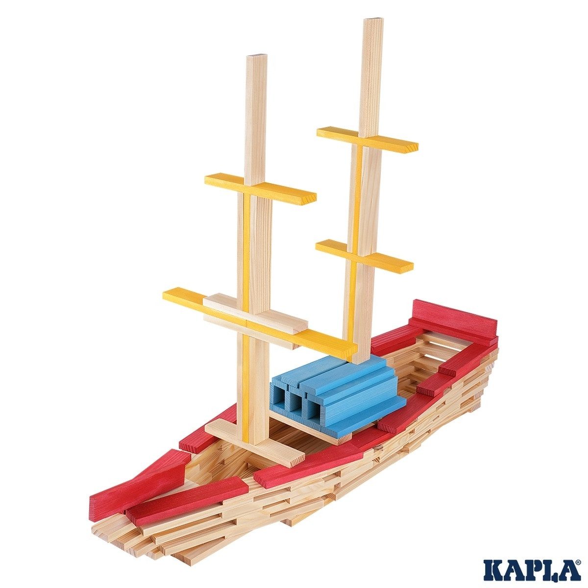 KAPLA® 200 Holzbausteine Sommerfarben mit Ideenheft, Pinienholz ab 2 J. Spielbausteine