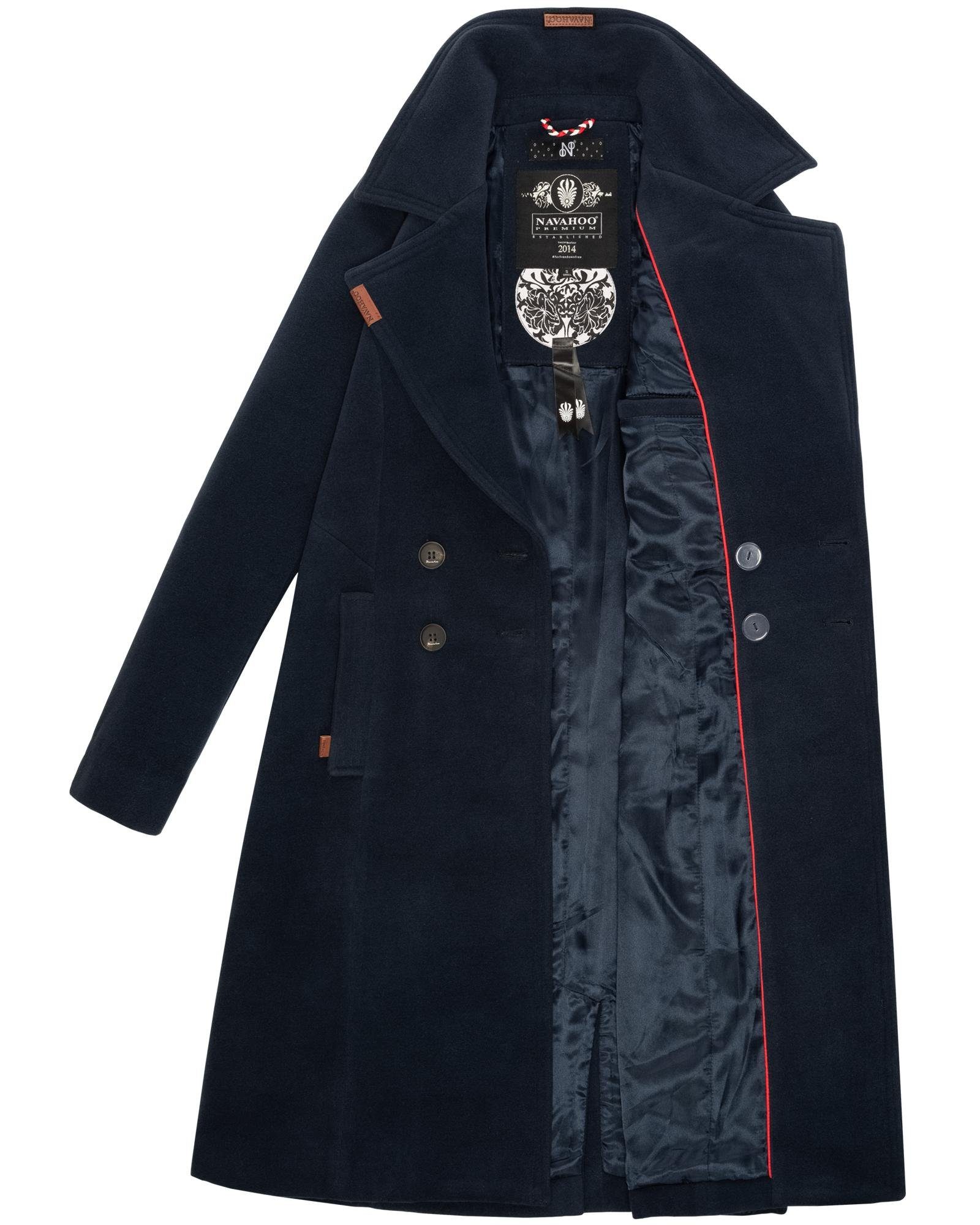 Navahoo Wintermantel Wooly edler Damen Trenchcoat in Wollmantel-Optik