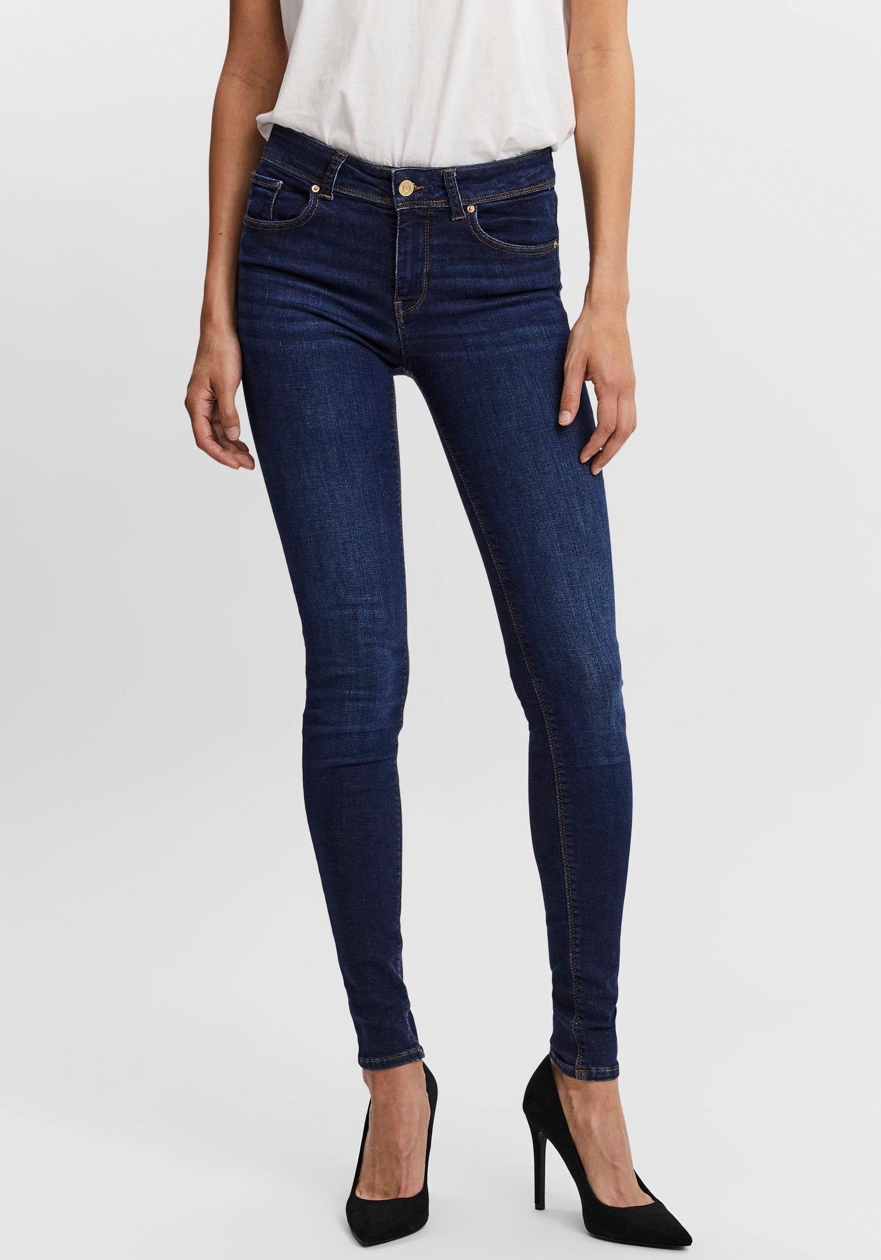 Vero Moda Skinny-fit-Jeans VMLUX MR SLIM JEANS, Elegante Dark Denim Jeans  von VERO MODA