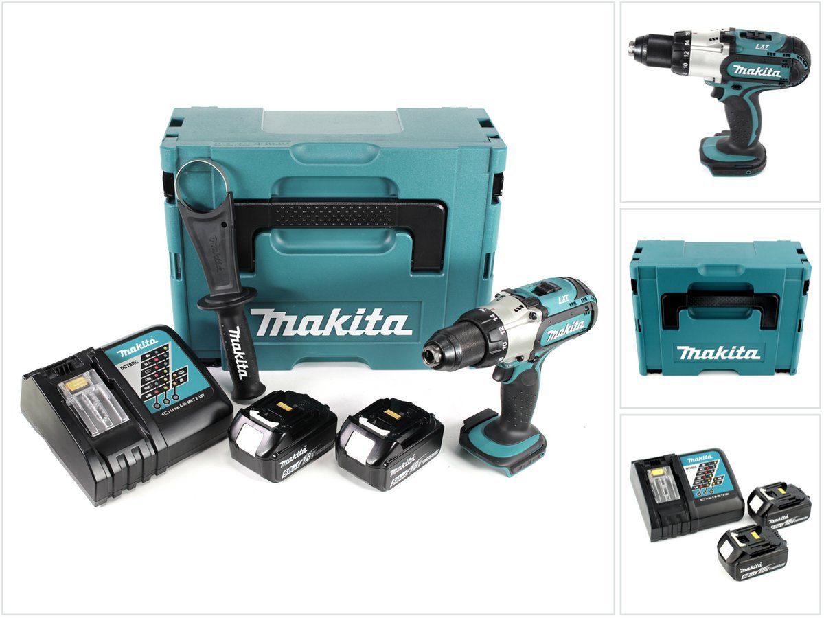 Makita Säulenbohrmaschine DDF 451 RTJ Akku Bohrschrauber 18V 80Nm + 2x Akkus 5,0Ah + Ladegerät