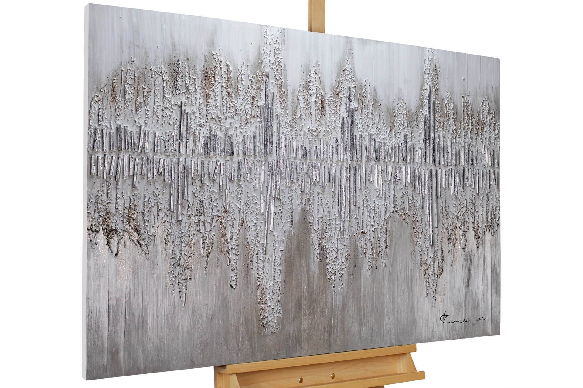 KUNSTLOFT Gemälde Argentic Loom 120x80 cm, Leinwandbild 100% HANDGEMALT Wandbild Wohnzimmer