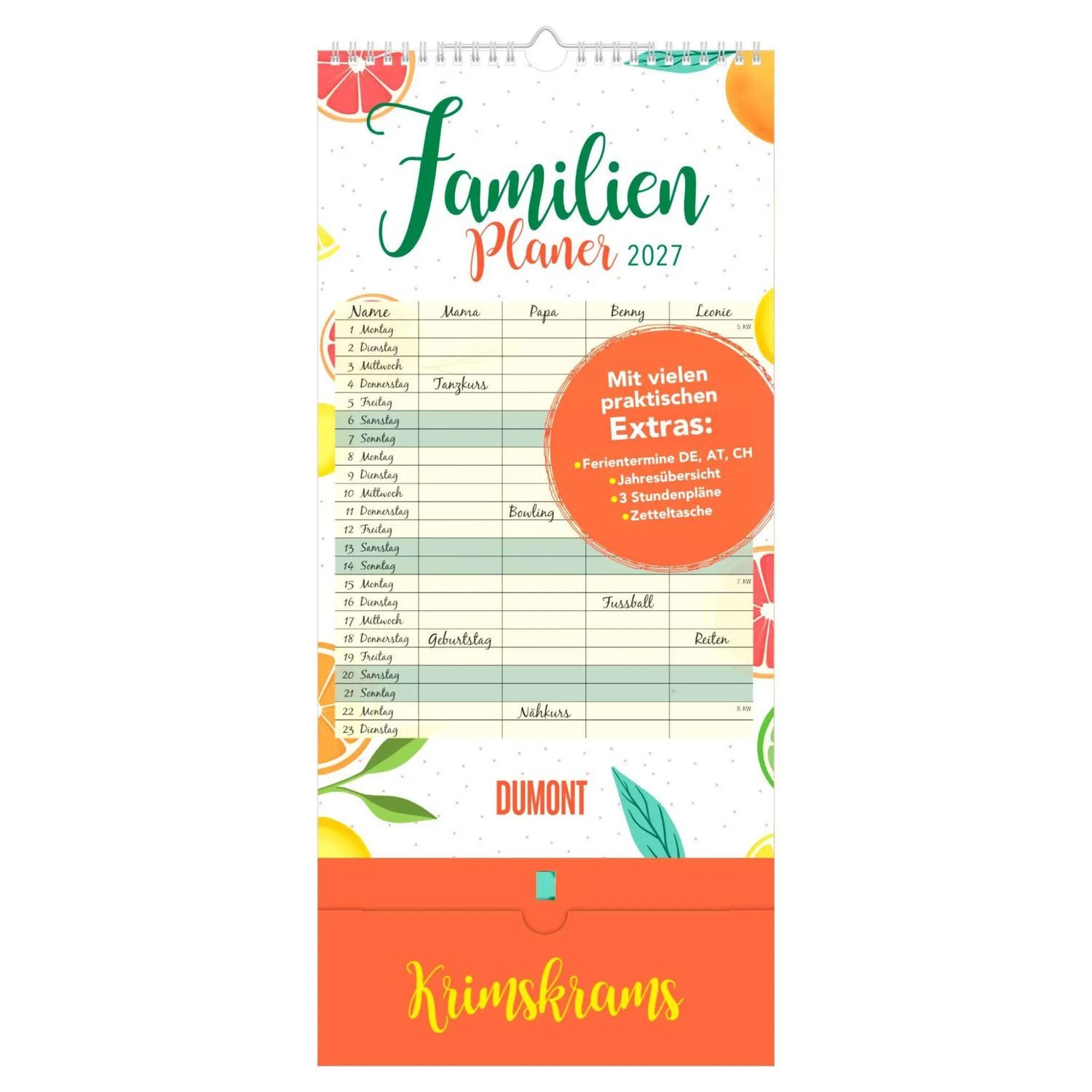 DUMONT Wandkalender Familienplaner Krimskrams mit Tasche - 4 Spalten 2027