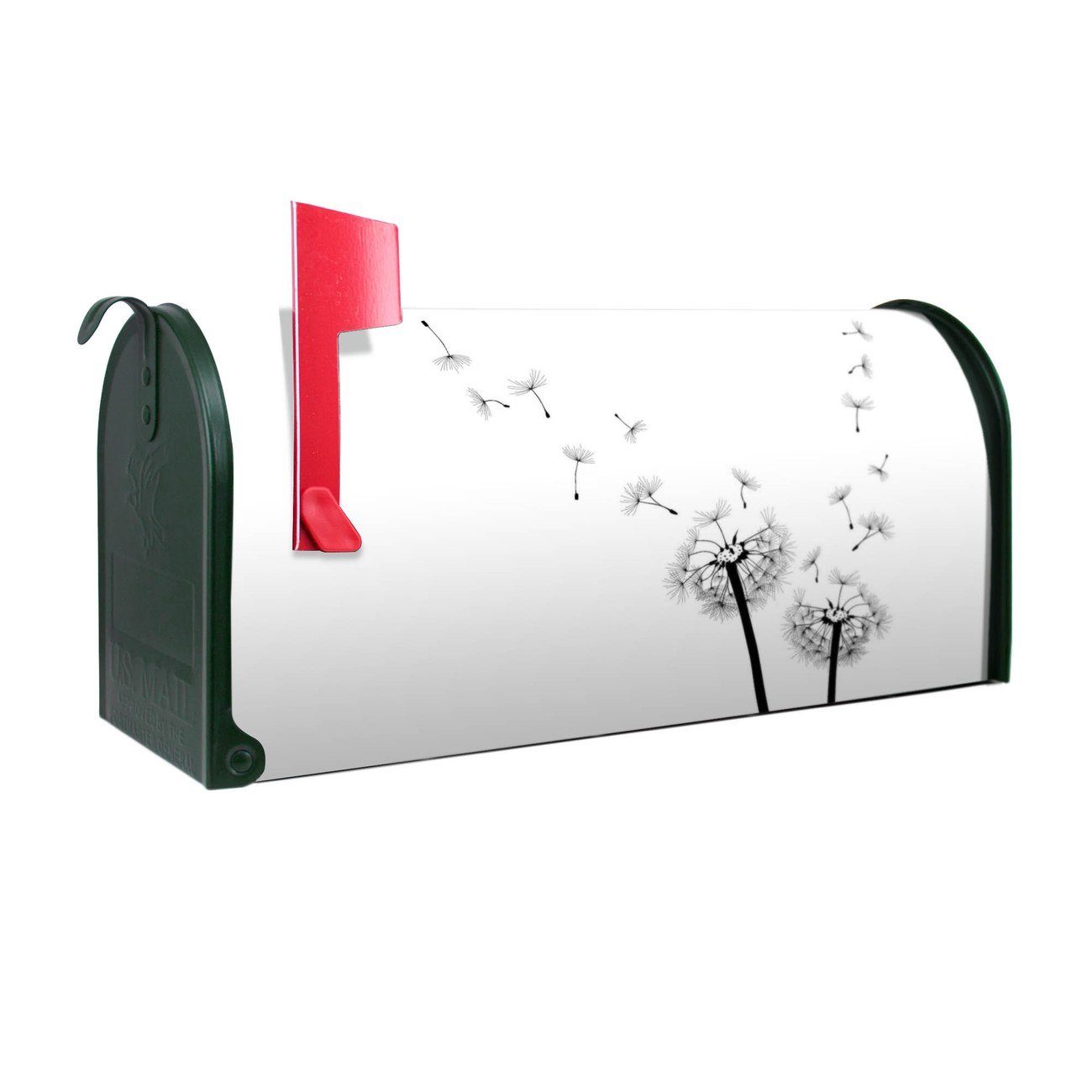 banjado Amerikanischer Briefkasten Mailbox Pusteblume 2 (Amerikanischer Briefkasten, original aus Mississippi USA), 22 x 17 x 51 cm grün