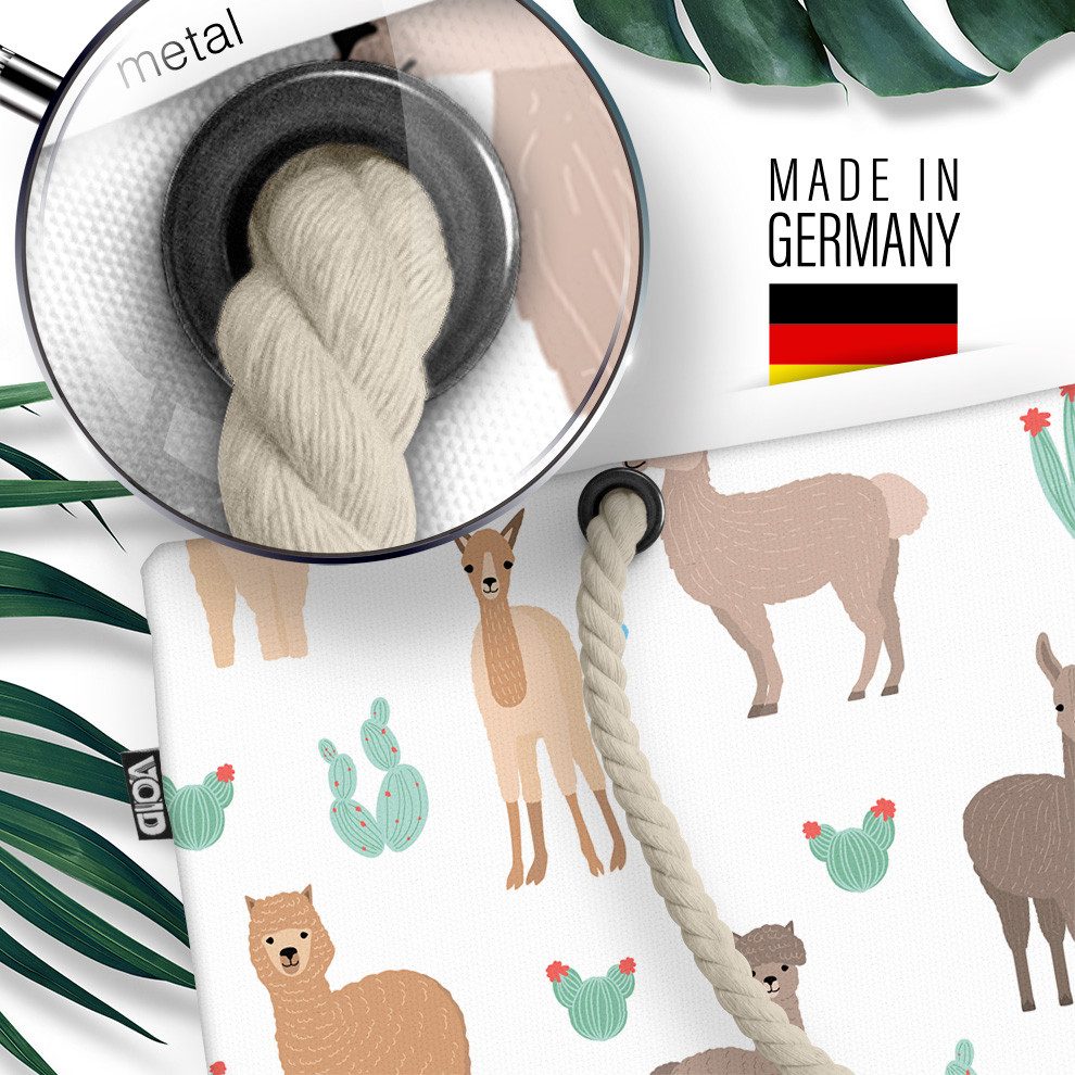 VOID Strandtasche (1-tlg), Lamas und Kakteen Beach Bag Ilama Kaktus Alpaca Samen Pferd Tiere Hau