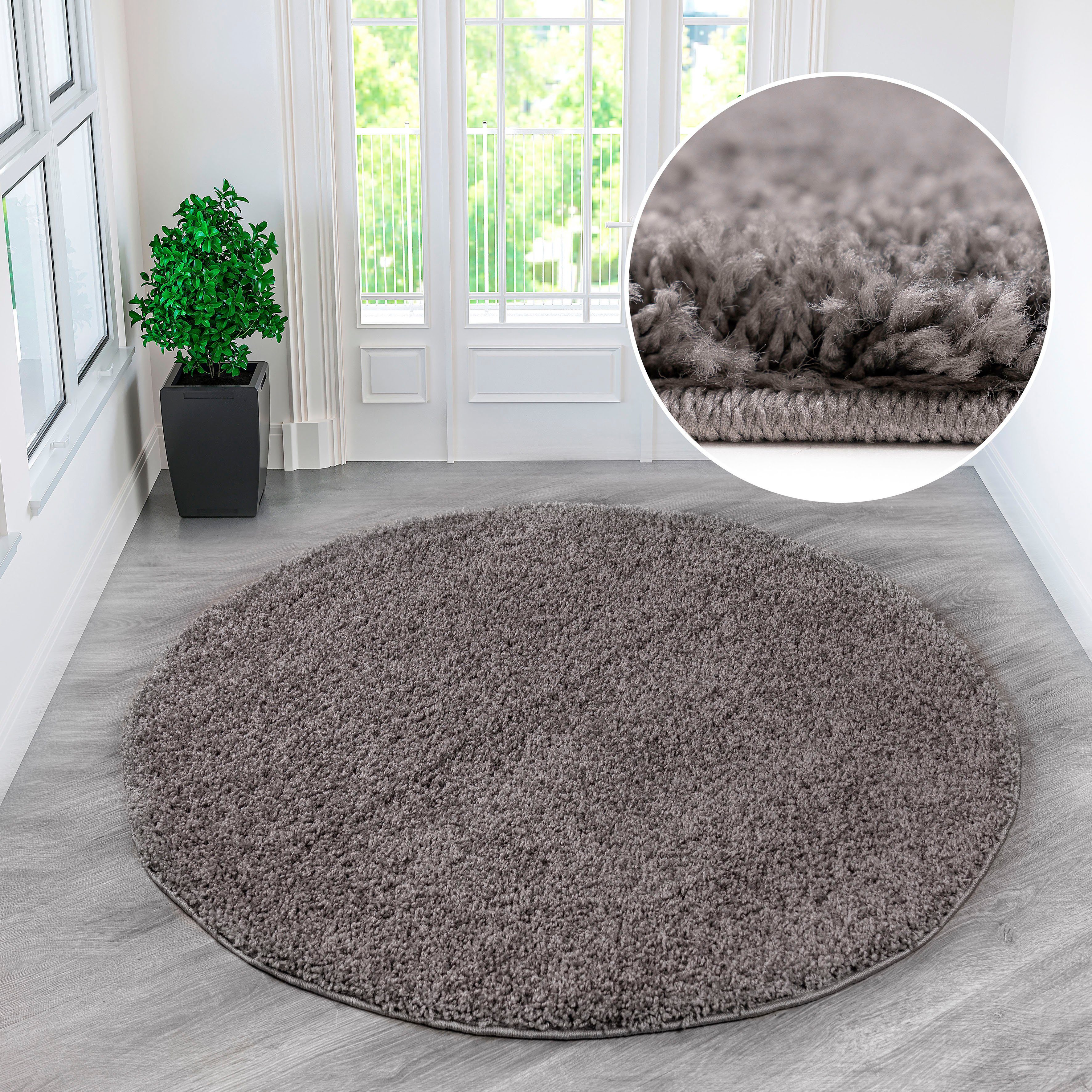 my home Teppich Shaggy 30, rund, Höhe: 30 mm, Teppich in Uni-Farben, besond günstig online kaufen