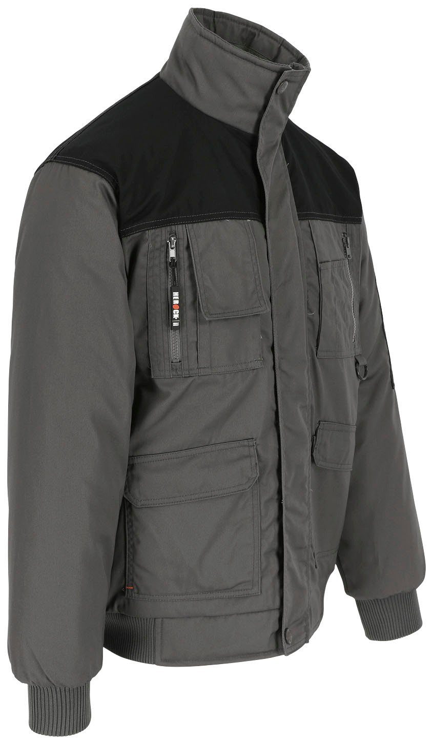 Herock Wasserabweisend robust, Fleece-Kragen, mit Arbeitsjacke viele Typhon Taschen, viele grau Farben Jacke
