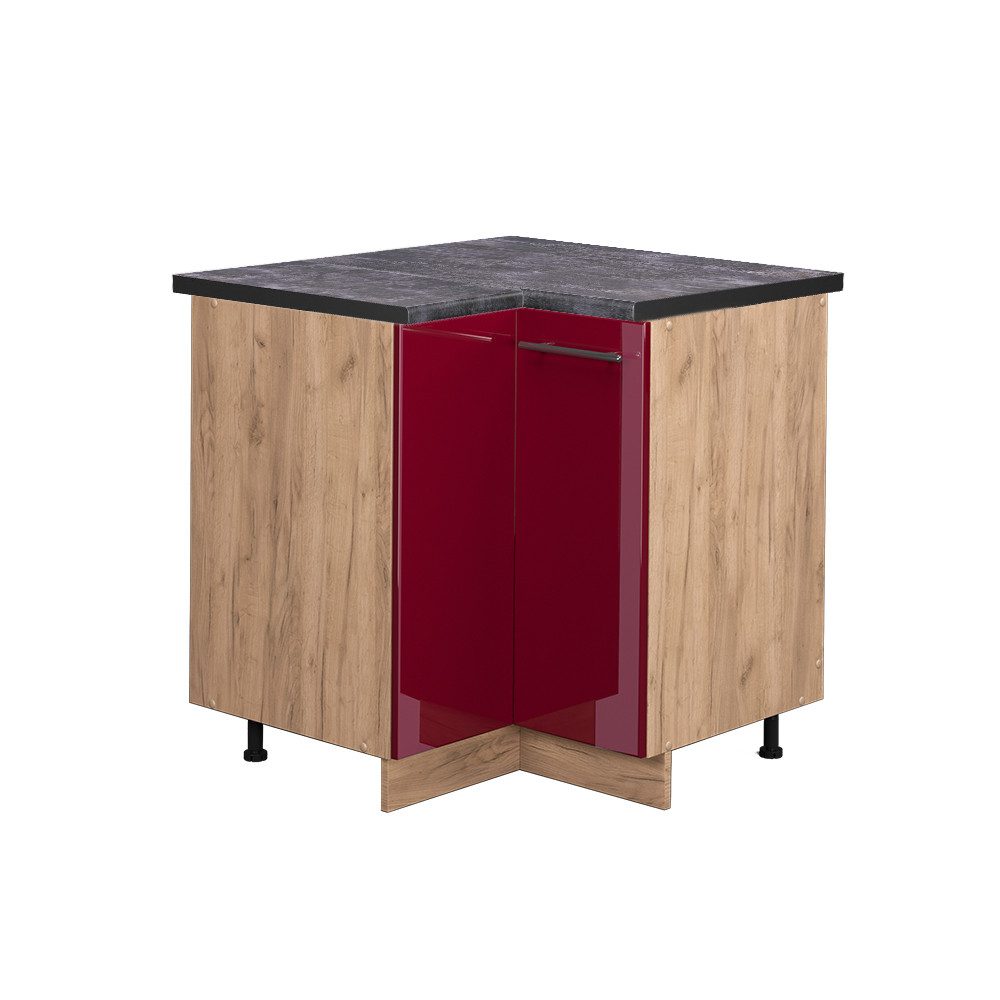 Vicco Eckunterschrank Fame-Line, Bordeaux Hochglanz/Goldkraft Eiche, günstig online kaufen