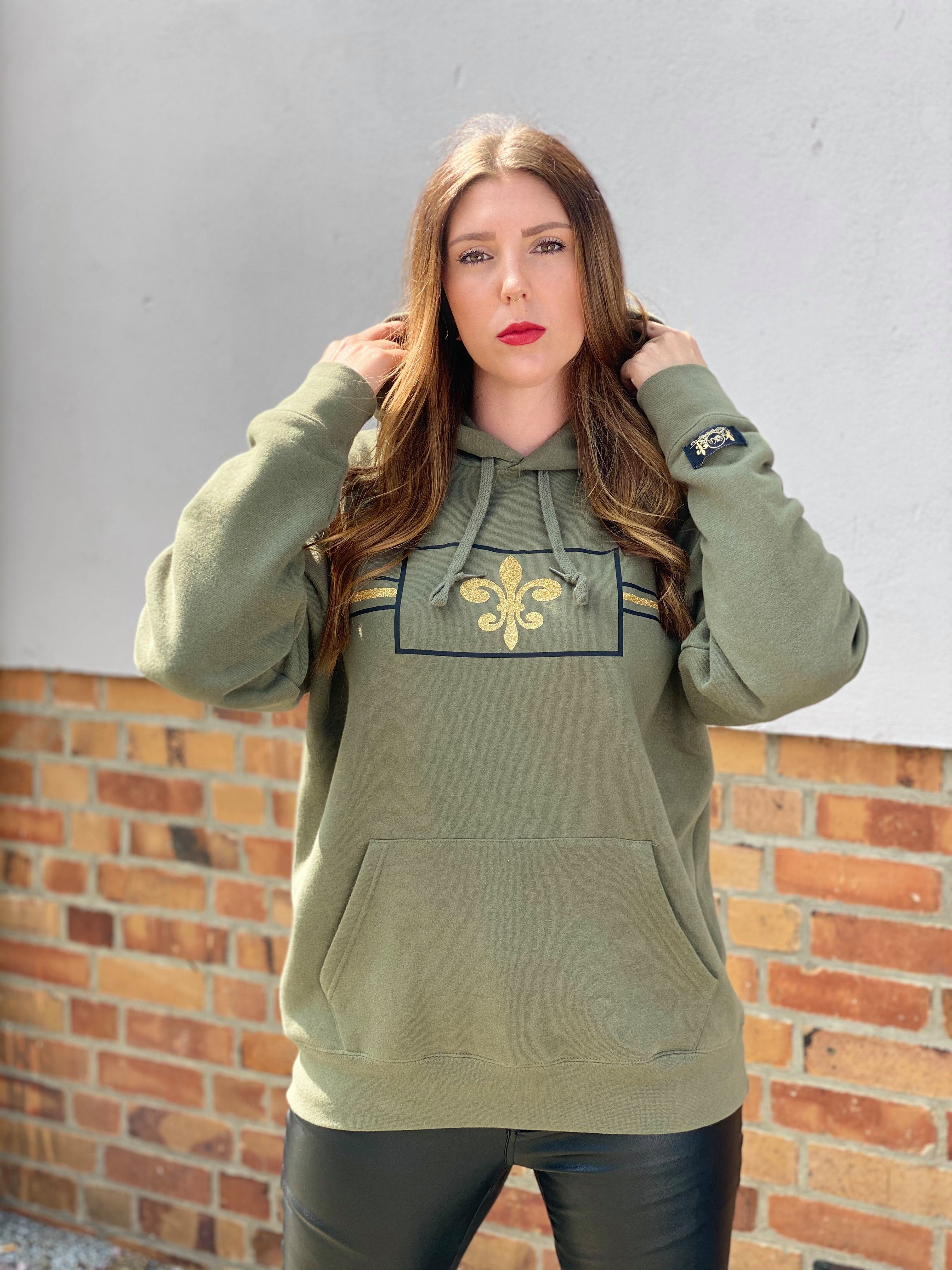 KR-Industries Hoodie Hoodie Rich Olivia edel mit goldglitter Applikationen