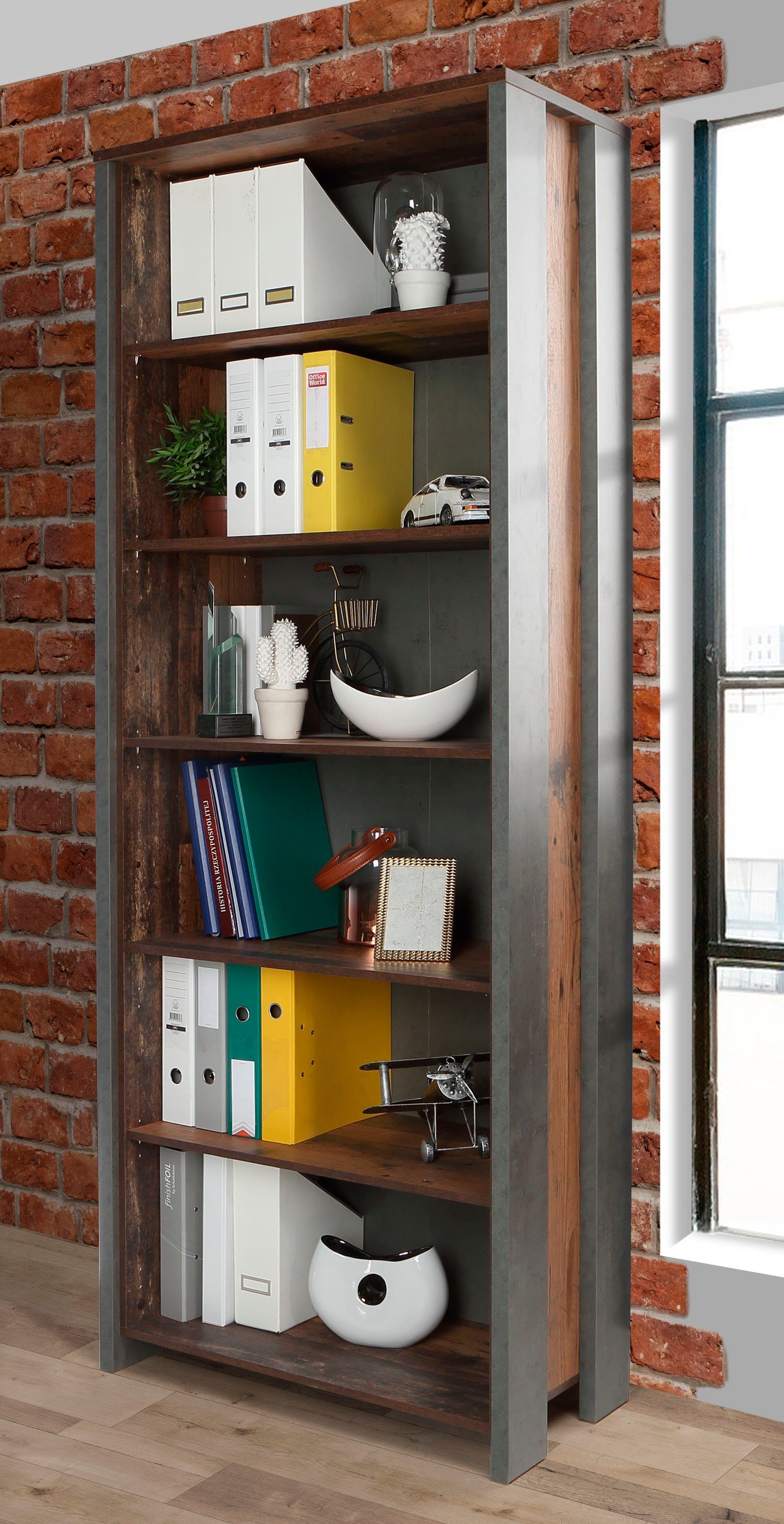 FORTE Aktenregal Clif, Bücherregal im Industriestil, Höhe 220,7 cm günstig online kaufen