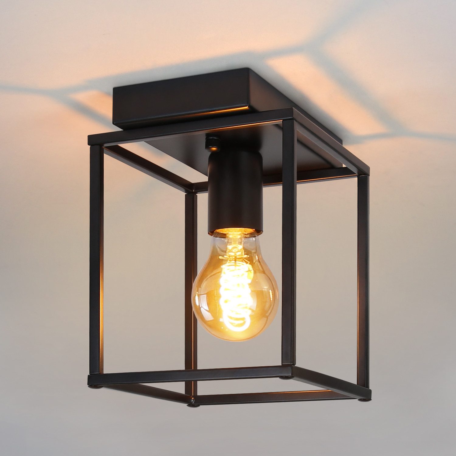 Nettlife Deckenleuchte Retro Industrial Schwarz 1/2/3/4 Flammig Deckenlampe Metall E27, ohne Leuchtmittel, für Schlafzimmer Wohnzimmer Flur Küche Esszimmer