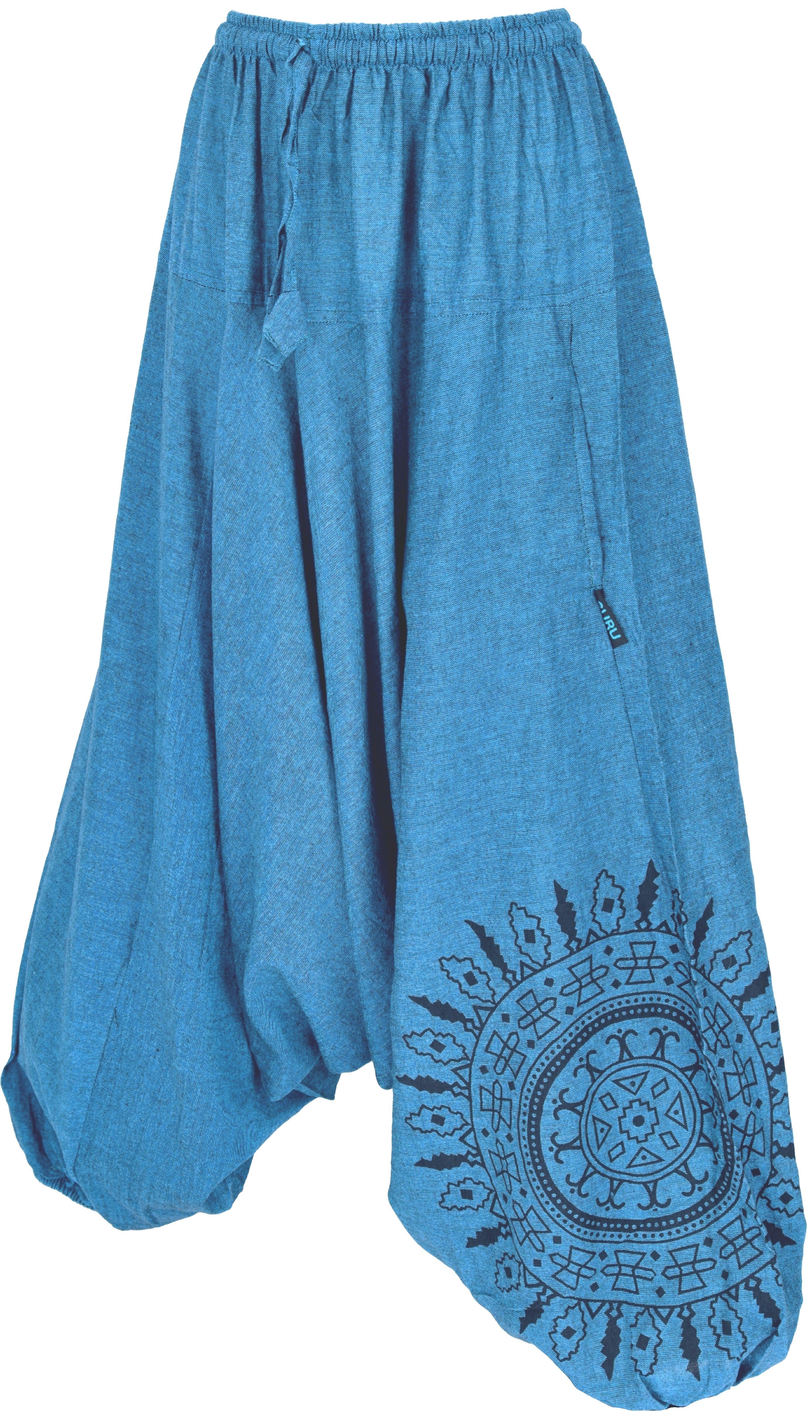Guru-Shop Haremshose mit Relaxhose blau Mandala,.. Bekleidung Style, Pumphose Pluderhose, alternative Ethno