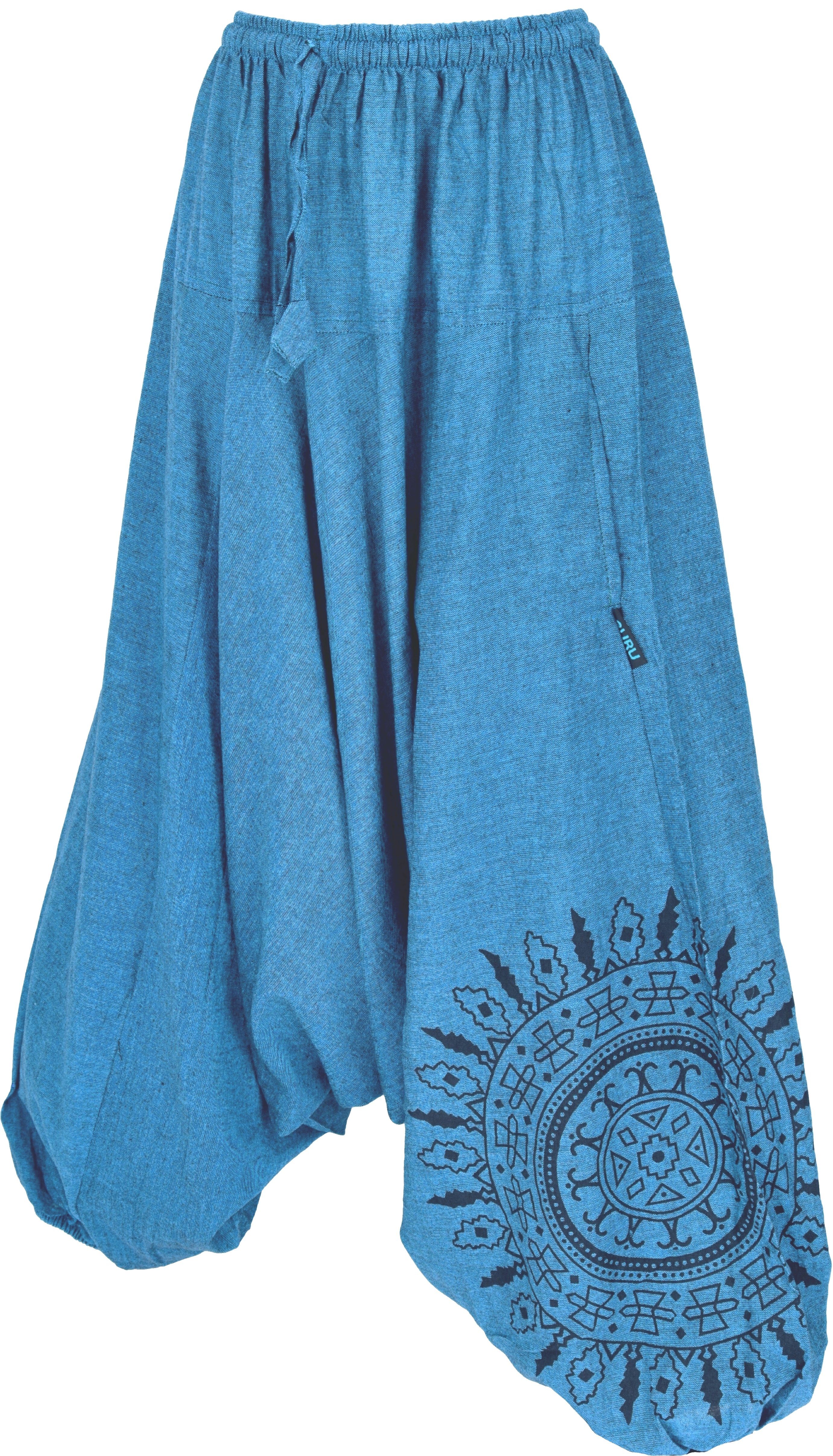 Guru-Shop Bekleidung blau Style, mit Pluderhose, Ethno alternative Relaxhose Mandala,.. Pumphose Haremshose