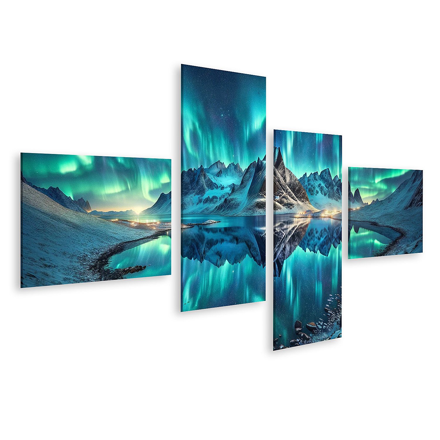 islandburner Leinwandbild Polarlichter über Nachtlandschaft atemberaubend Aurora Borealis