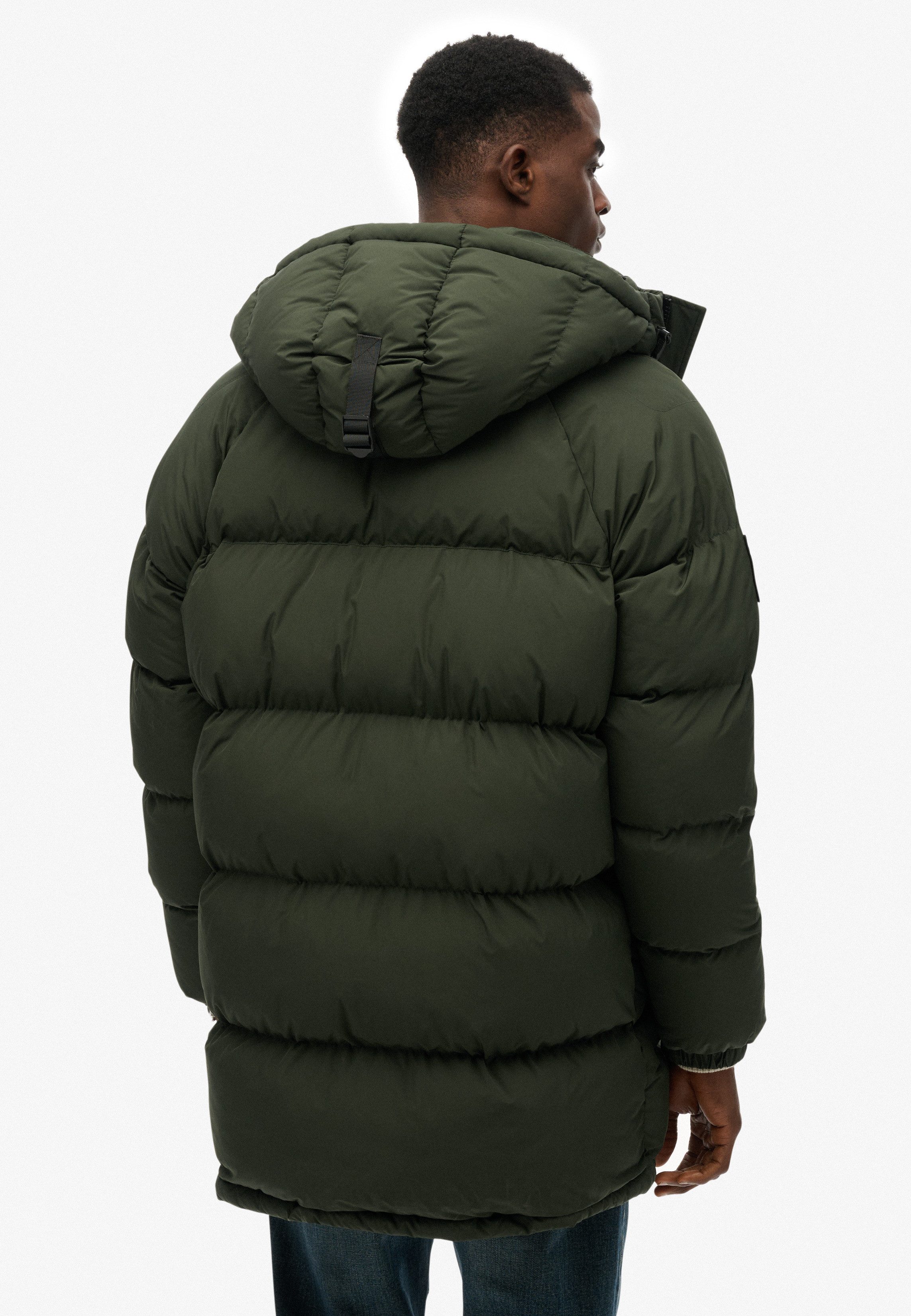 Superdry Steppjacke XPD LONGLINE BAFFLE PARKA mit Markenlabel, aus Polyester, pflegeleicht, Oversize-Passform