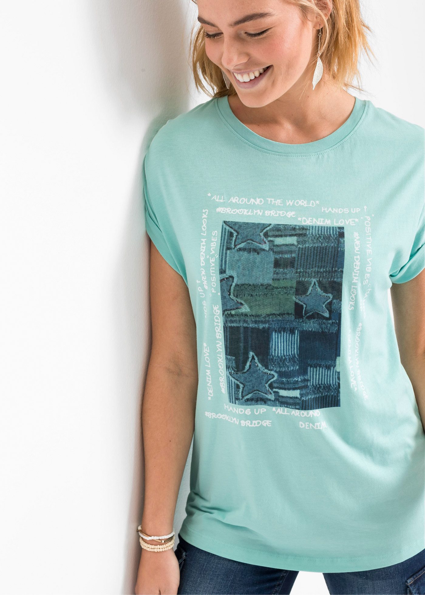 bonprix T-Shirt T-Shirt aus softem Viskose-Mix günstig online kaufen