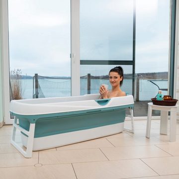 Badewanne XXL faltbare Badewanne 158x60x53 cm mit Kissen, Erwachsene & Kinder, max. 300 Liter, mobile Klappbadewanne für Badezimmer, Dusche und Balkon, foldable bathtub, klappbare Wanne, (1-tlg), klappbar