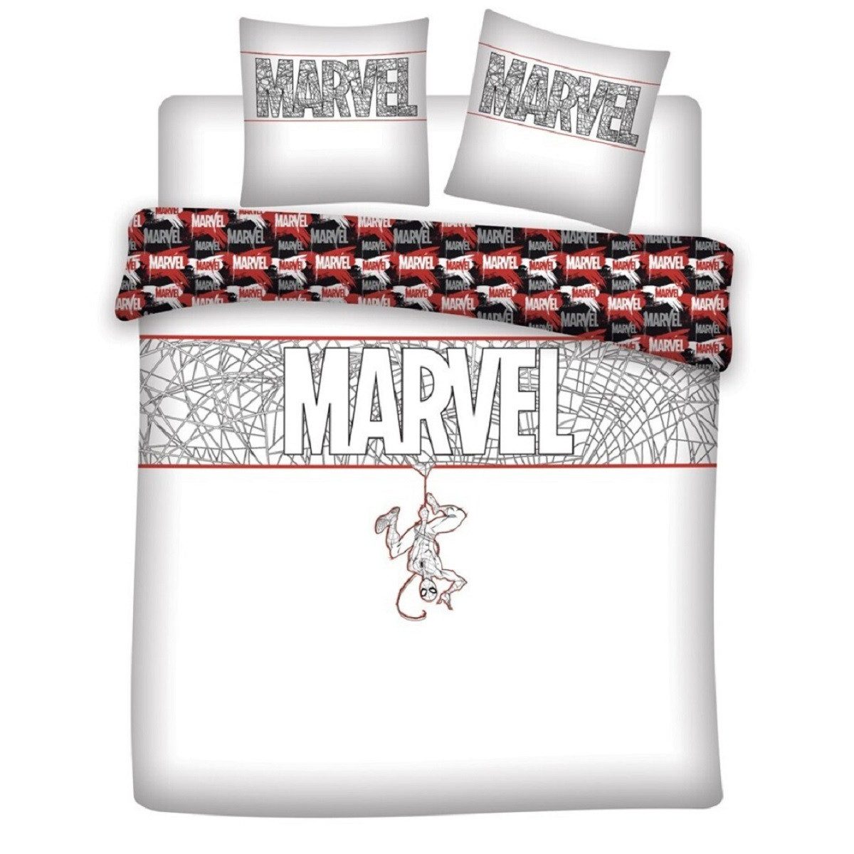 MARVEL Bettwäsche 1x Deckenbezug 240x220 cm & 2x Kissenbezüge 65x65 cm, 3 teilig