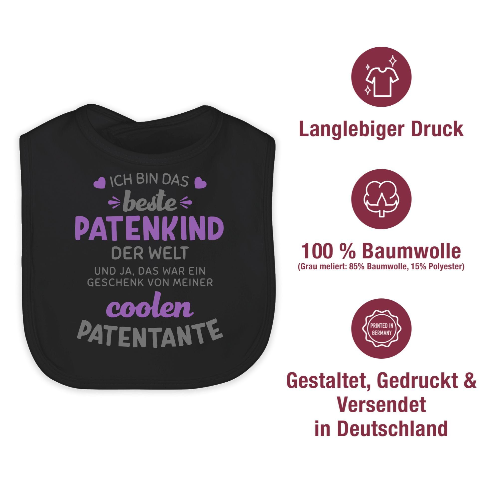 Shirtracer Lätzchen Ich bin das beste Patenkind der Welt grau/lila, Patentante