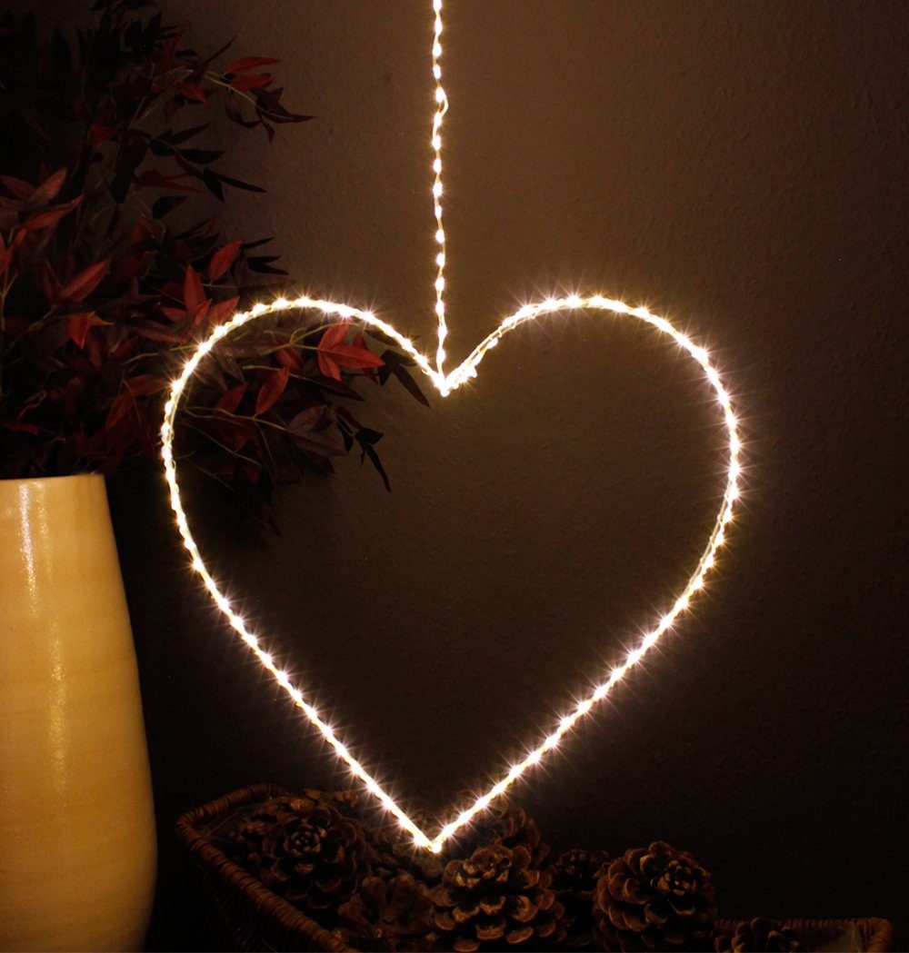 Arnusa Hängedekoration LED Herz Leuchtherz 38cm 120 LED warmweiß Fenster De günstig online kaufen