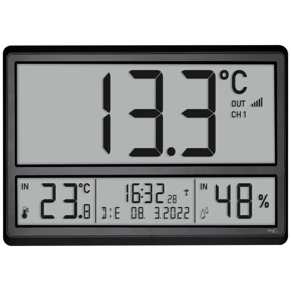 Wanduhr Digitale XL-Funkuhr mit Außentemperatur und