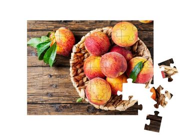 puzzleYOU Puzzle Frische süße Pfirsiche, Sommer, 48 Puzzleteile, puzzleYOU-Kollektionen Obst, Essen und Trinken