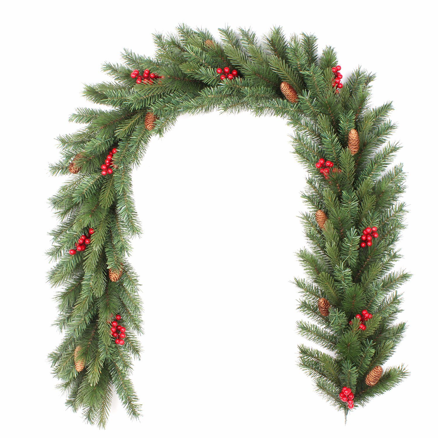 Creativery Girlanden, Tannengirlande 30cm mit Zapfen & Beeren - Indoor & Outdoor 2m Grün