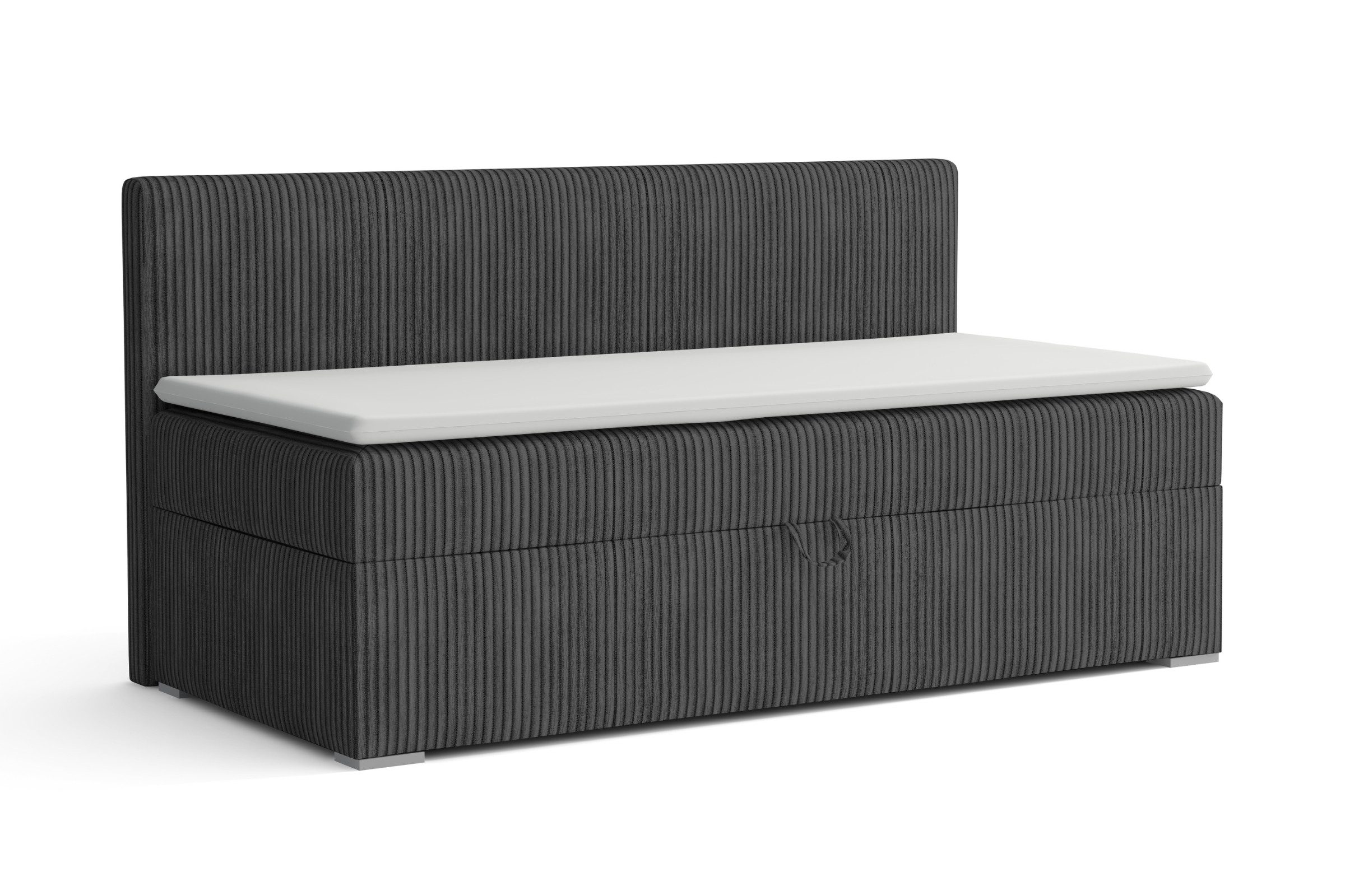 Deine Möbel 24 Boxspringbett MATEO Daybett Tagesbett Schlafsofa Couch Jugendsofa Stauraumbett (Vollwertiges 2-in-1 Möbelstück, in COrd-Stoff Cord-Bezug, 1-St., 90x200, 100x200 cm, Ecru, Beige, Hellgrau, Anthrazit, Schwarz), seitlich aufklappbarer Bettkasten für schnellen & praktischen Stauraum