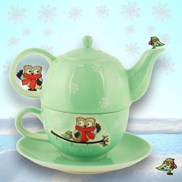 Mila Teekanne Mila Keramik Tee-Set Tea for One Hallo Winter-Eule, 0,4 l, (Set)
