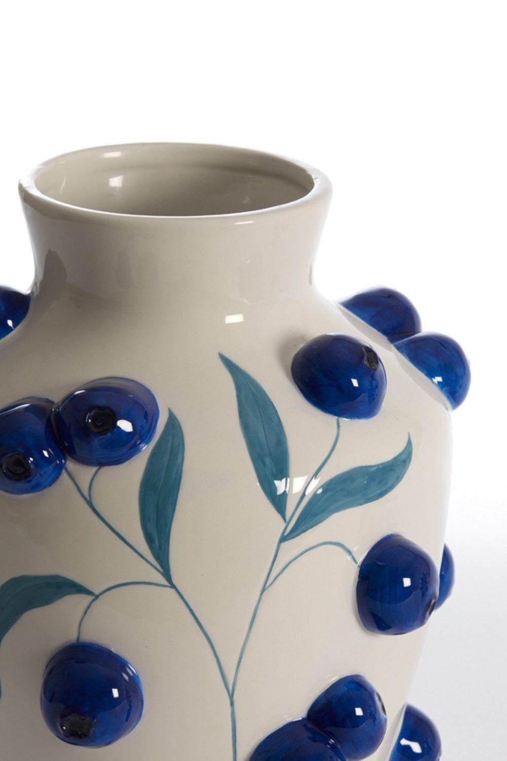 Dirk Davids Leuchten GmbH Dekovase Deko Vase Weiß Blau Ø24,5x30,5cm Blueberry