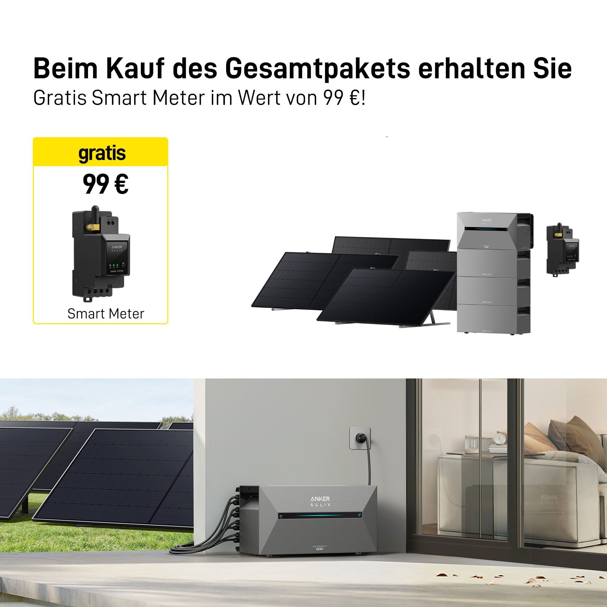 SolarMars Balkonkraftwerk mit Speicher Anker Solix Solarbank 2 E1600 Pro, 2000 W, 0% MwSt